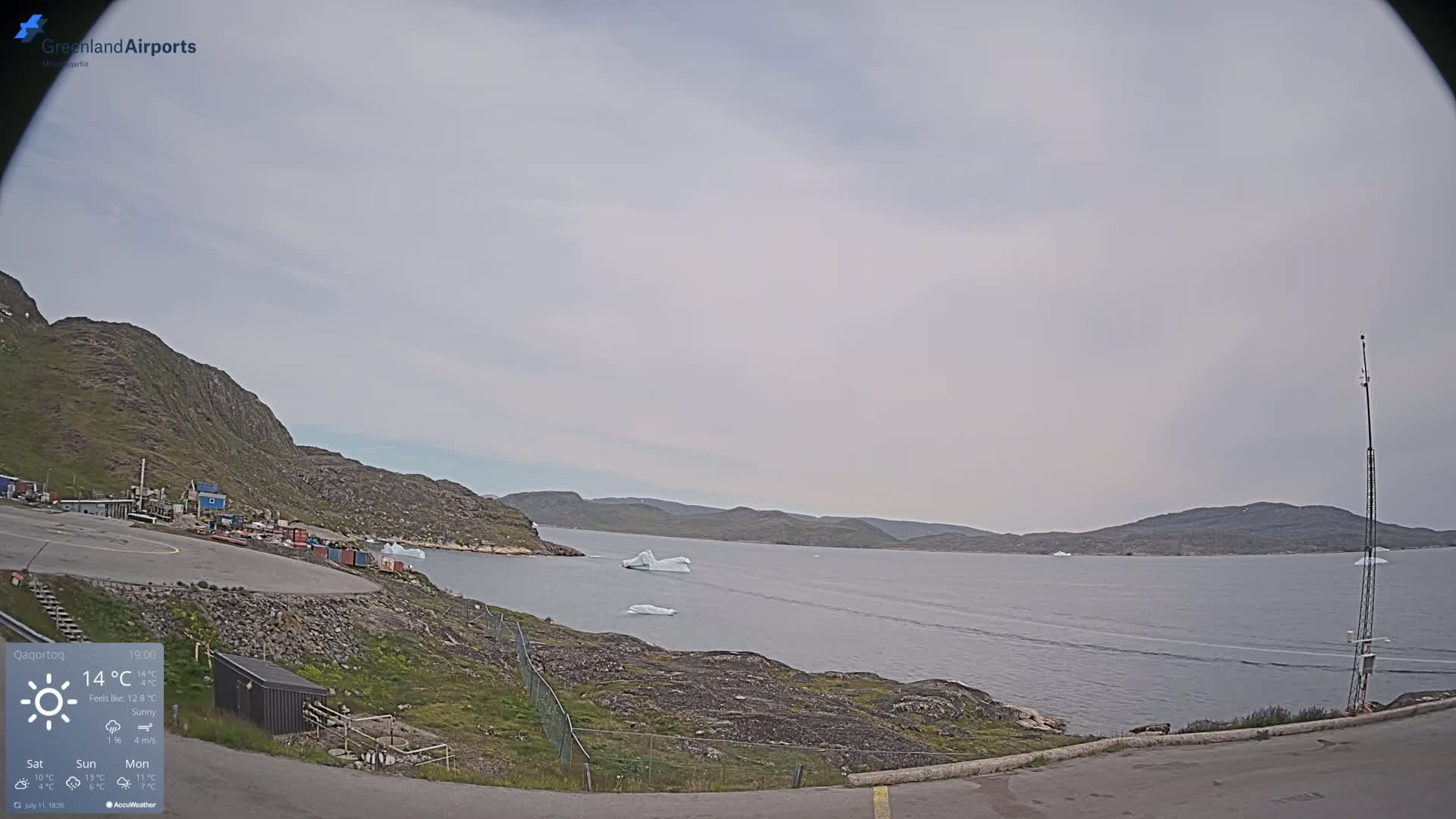 Qaqortoq Village & Mittarfik Qaqortoq Heliport Live Cam JJU / BGJH- Qaqortoq, Kujalleq, Greenland, Denmark