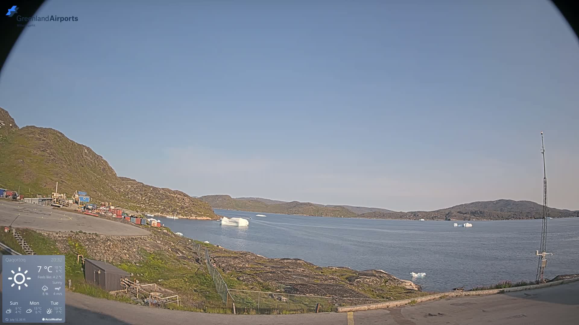 Qaqortoq Village & Mittarfik Qaqortoq Heliport Live Cam JJU / BGJH- Qaqortoq, Kujalleq, Greenland, Denmark