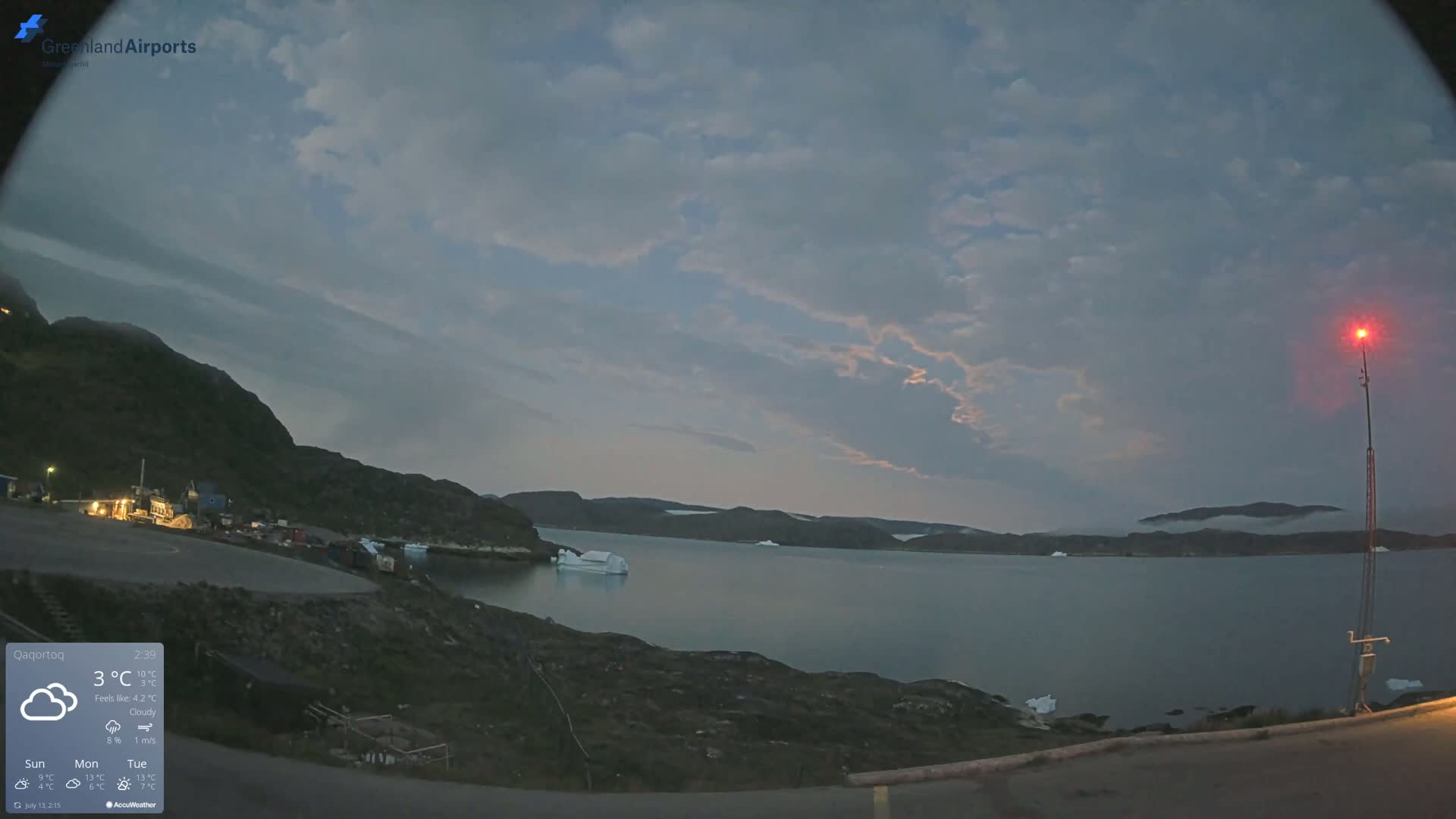 Qaqortoq Village & Mittarfik Qaqortoq Heliport Live Cam JJU / BGJH- Qaqortoq, Kujalleq, Greenland, Denmark