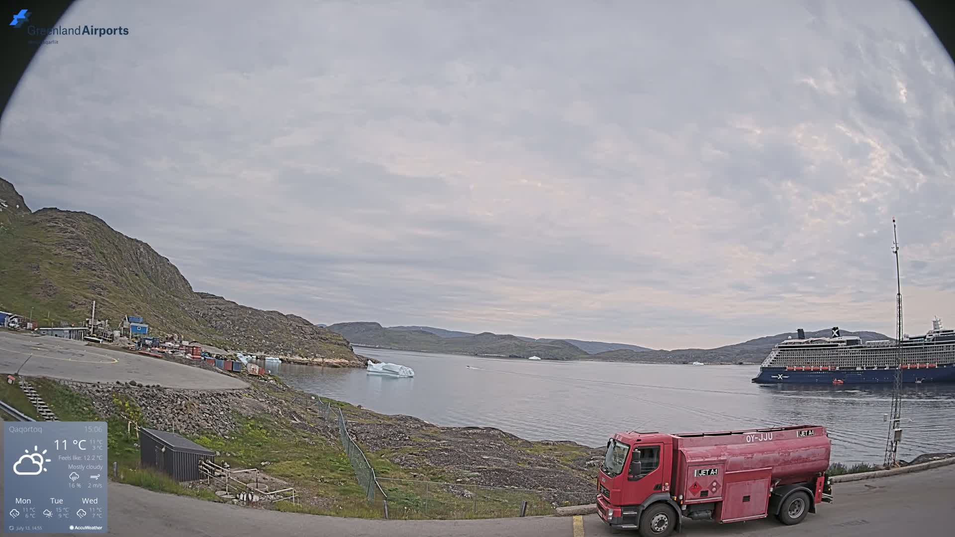 Qaqortoq Village & Mittarfik Qaqortoq Heliport Live Cam JJU / BGJH- Qaqortoq, Kujalleq, Greenland, Denmark