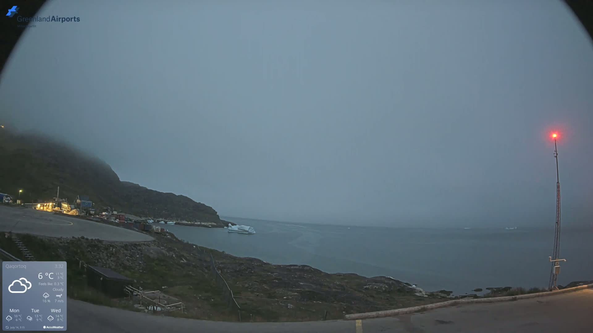 Qaqortoq Village & Mittarfik Qaqortoq Heliport Live Cam JJU / BGJH- Qaqortoq, Kujalleq, Greenland, Denmark