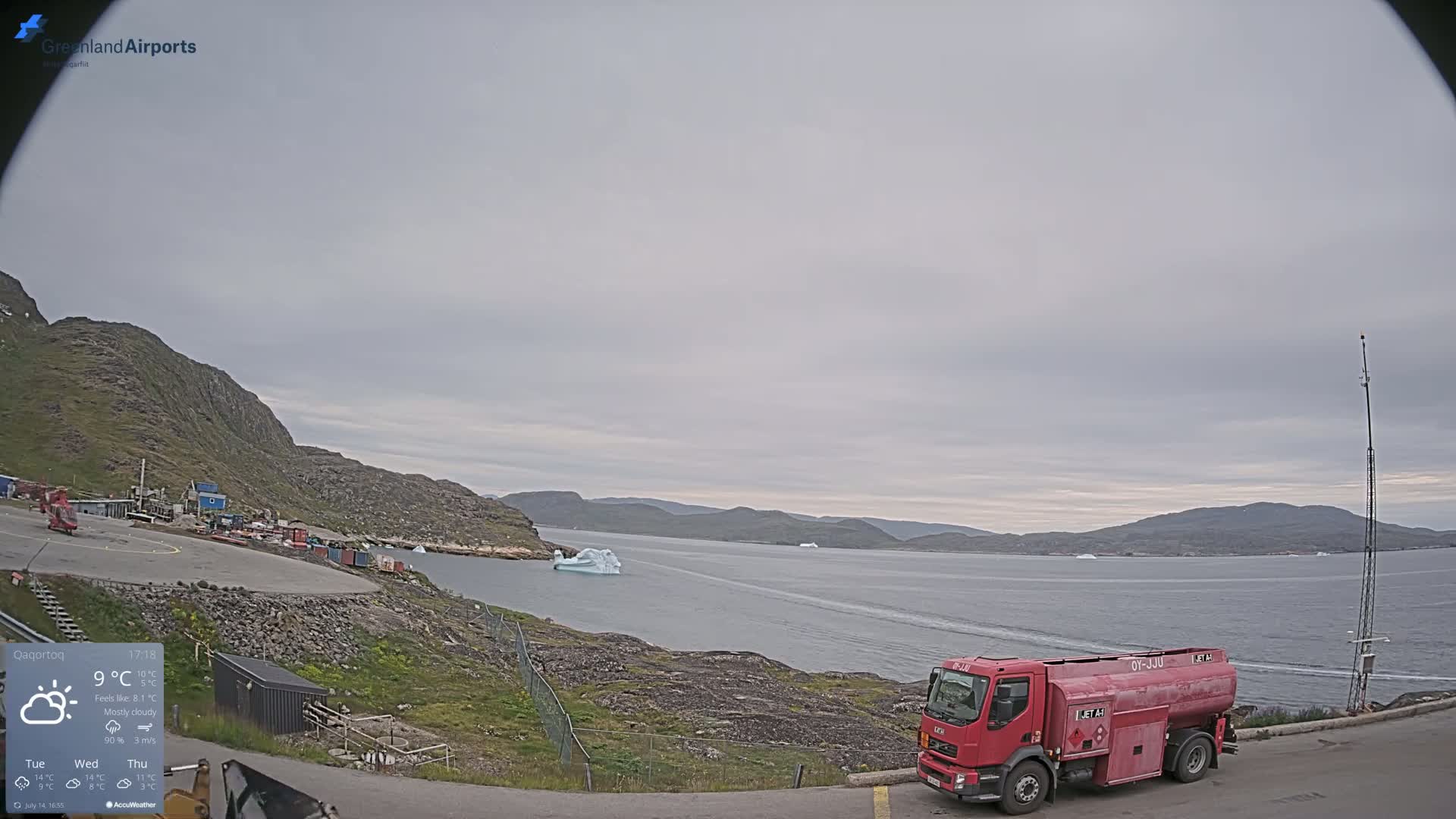 Qaqortoq Village & Mittarfik Qaqortoq Heliport Live Cam JJU / BGJH- Qaqortoq, Kujalleq, Greenland, Denmark