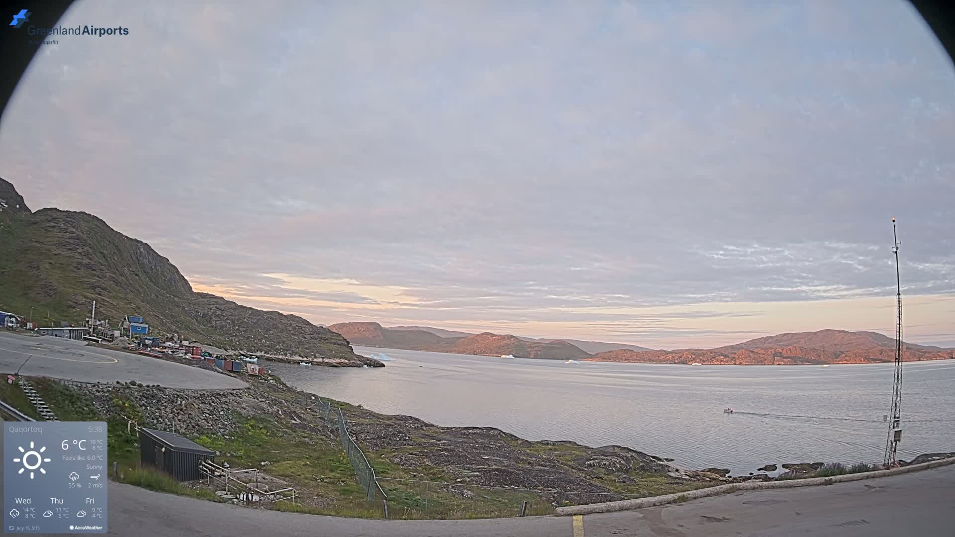 Qaqortoq Village & Mittarfik Qaqortoq Heliport Live Cam JJU / BGJH- Qaqortoq, Kujalleq, Greenland, Denmark