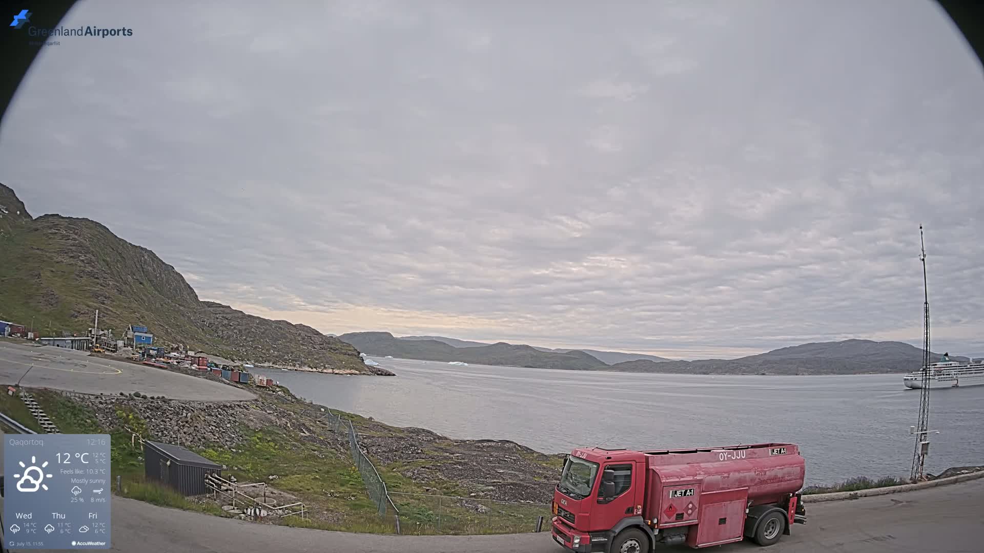 Qaqortoq Village & Mittarfik Qaqortoq Heliport Live Cam JJU / BGJH- Qaqortoq, Kujalleq, Greenland, Denmark