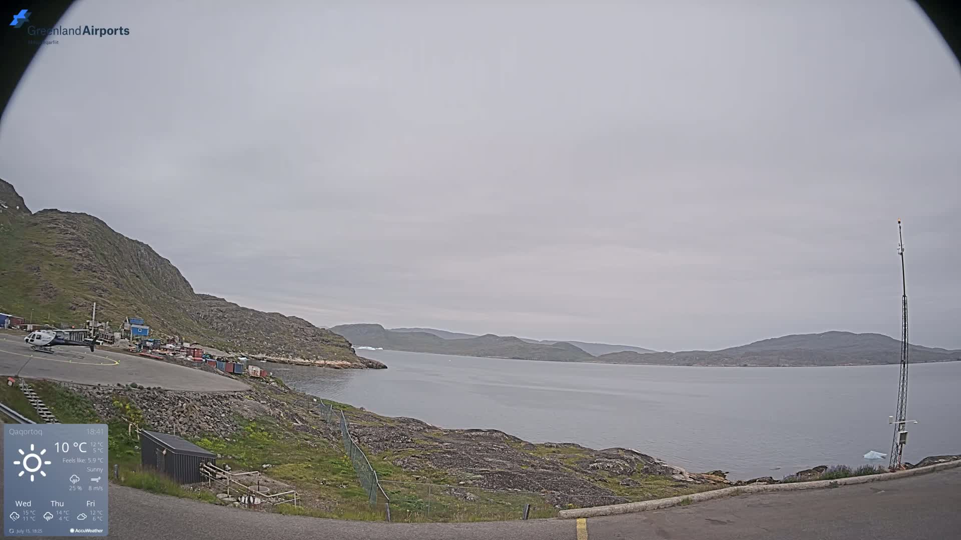Qaqortoq Village & Mittarfik Qaqortoq Heliport Live Cam JJU / BGJH- Qaqortoq, Kujalleq, Greenland, Denmark
