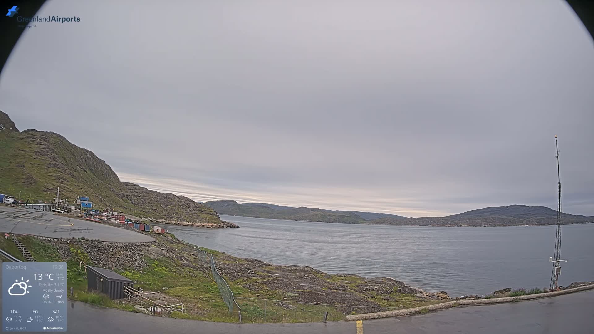 Qaqortoq Village & Mittarfik Qaqortoq Heliport Live Cam JJU / BGJH- Qaqortoq, Kujalleq, Greenland, Denmark