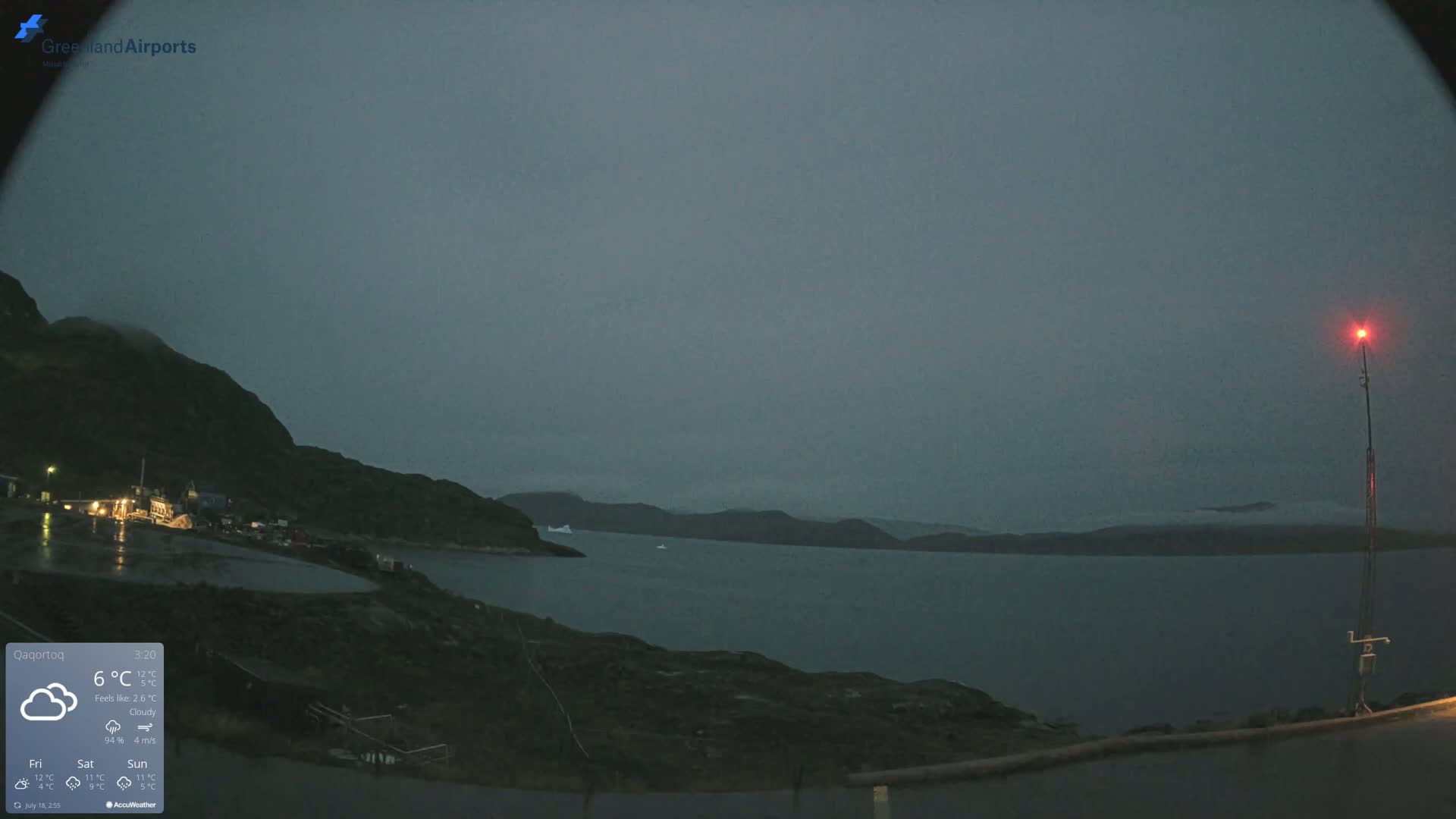 Qaqortoq Village & Mittarfik Qaqortoq Heliport Live Cam JJU / BGJH- Qaqortoq, Kujalleq, Greenland, Denmark