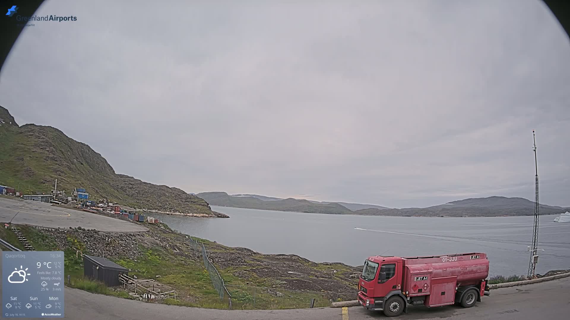 Qaqortoq Village & Mittarfik Qaqortoq Heliport Live Cam JJU / BGJH- Qaqortoq, Kujalleq, Greenland, Denmark