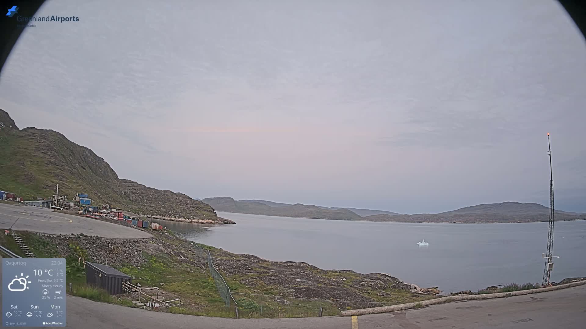 Qaqortoq Village & Mittarfik Qaqortoq Heliport Live Cam JJU / BGJH- Qaqortoq, Kujalleq, Greenland, Denmark