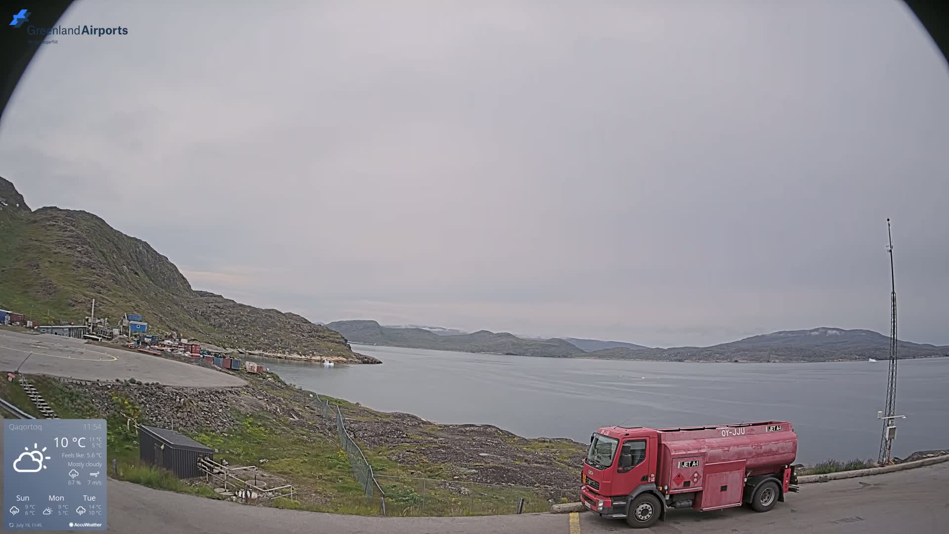 Qaqortoq Village & Mittarfik Qaqortoq Heliport Live Cam JJU / BGJH- Qaqortoq, Kujalleq, Greenland, Denmark