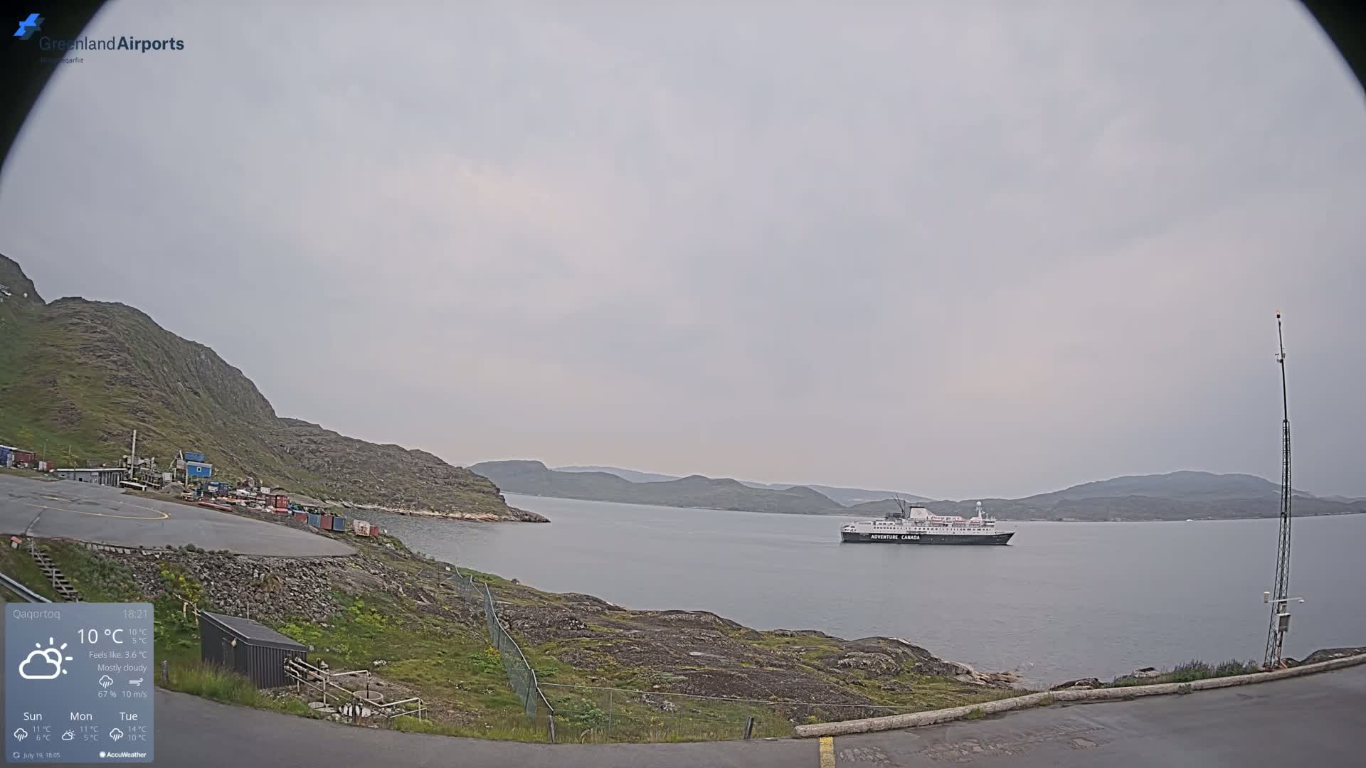Qaqortoq Village & Mittarfik Qaqortoq Heliport Live Cam JJU / BGJH- Qaqortoq, Kujalleq, Greenland, Denmark
