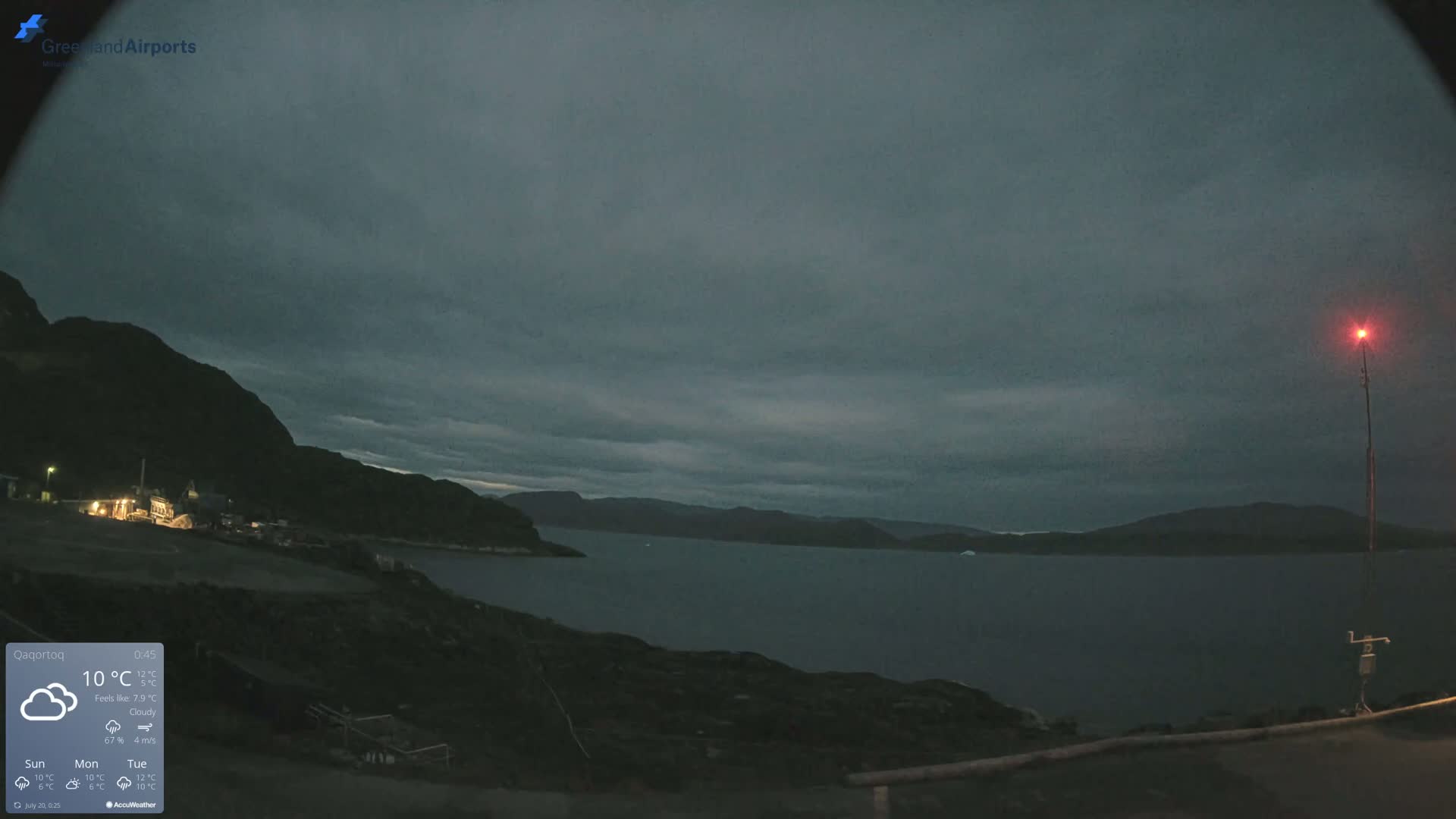Qaqortoq Village & Mittarfik Qaqortoq Heliport Live Cam JJU / BGJH- Qaqortoq, Kujalleq, Greenland, Denmark