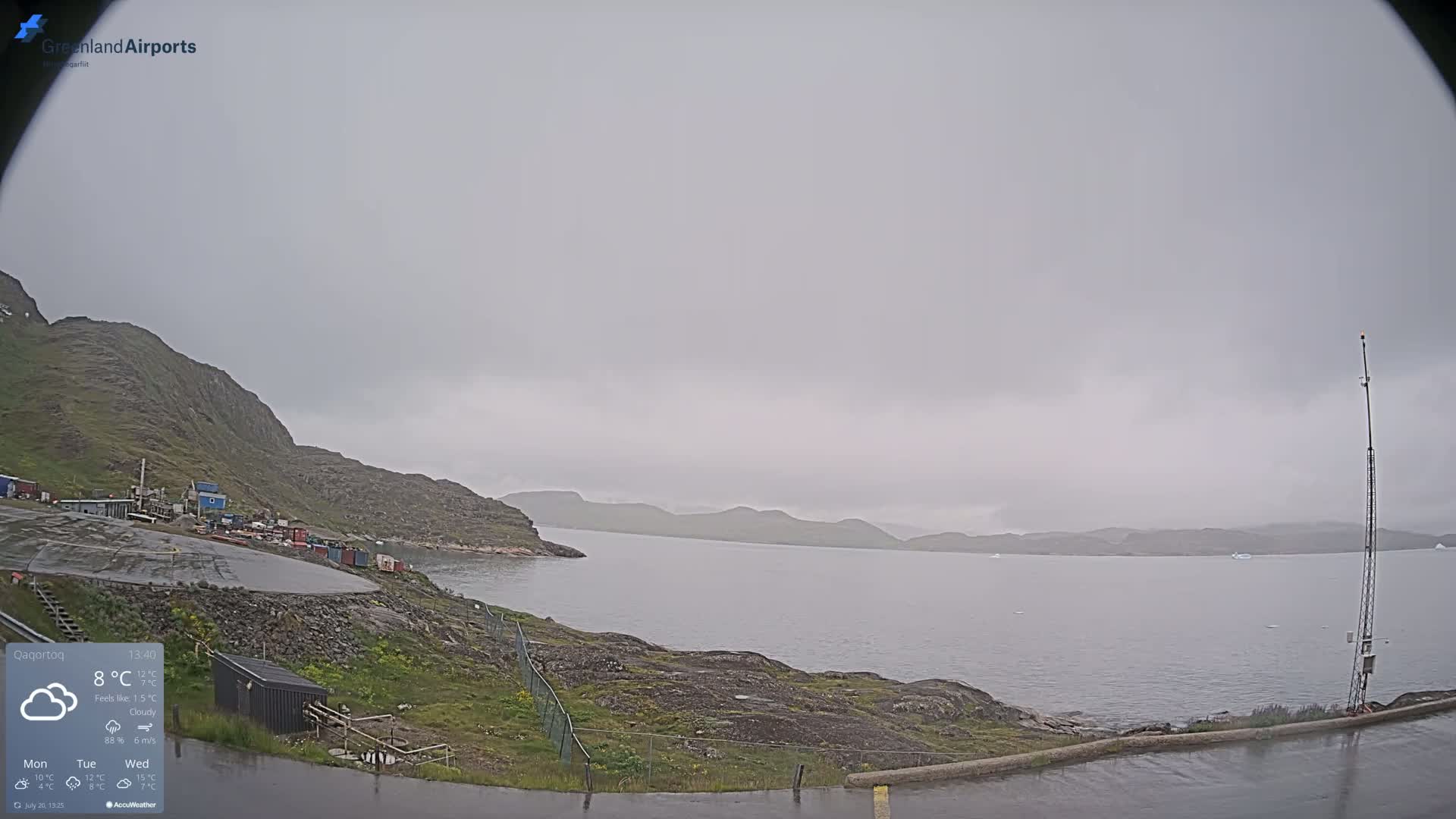 Qaqortoq Village & Mittarfik Qaqortoq Heliport Live Cam JJU / BGJH- Qaqortoq, Kujalleq, Greenland, Denmark