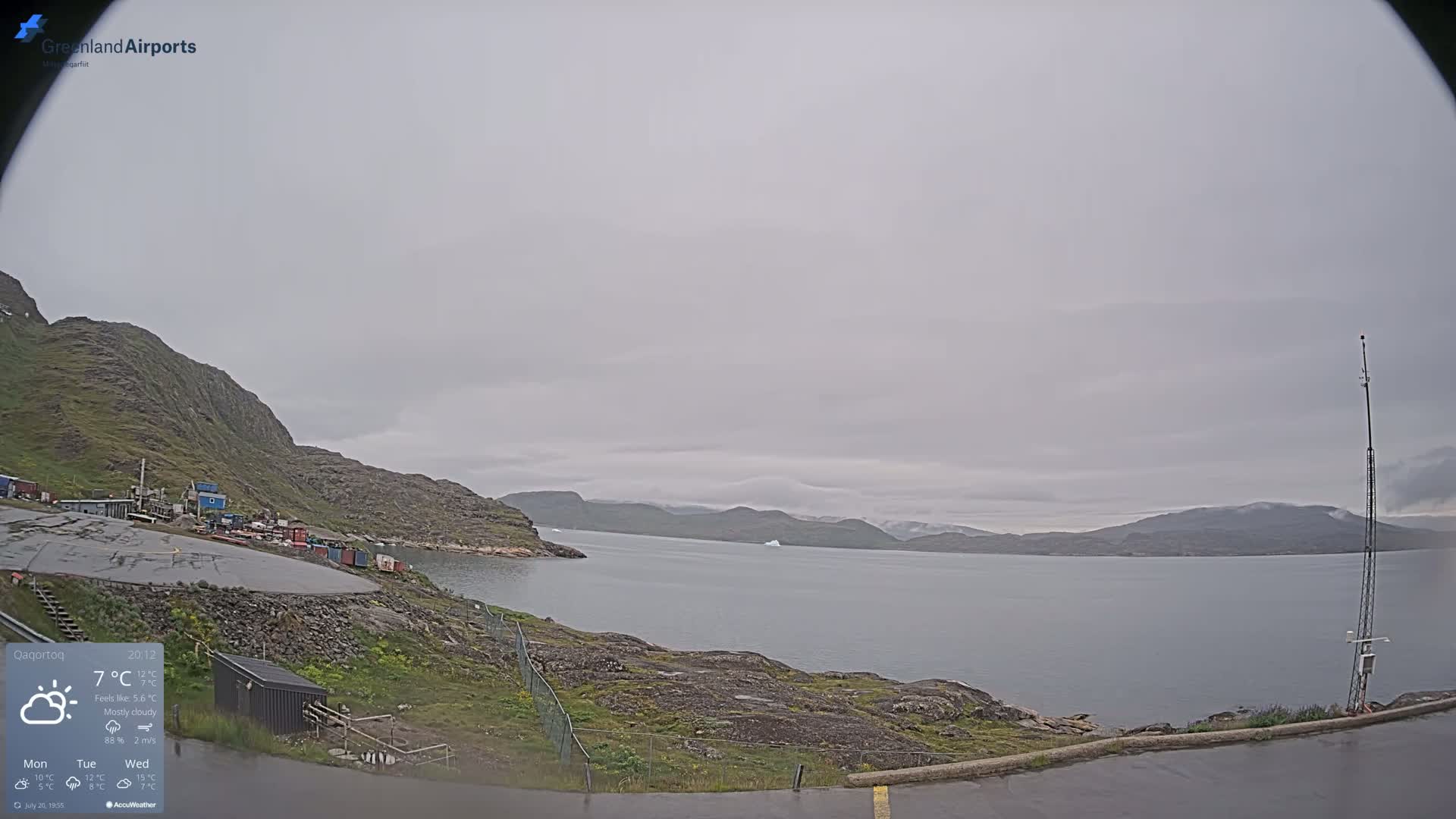 Qaqortoq Village & Mittarfik Qaqortoq Heliport Live Cam JJU / BGJH- Qaqortoq, Kujalleq, Greenland, Denmark