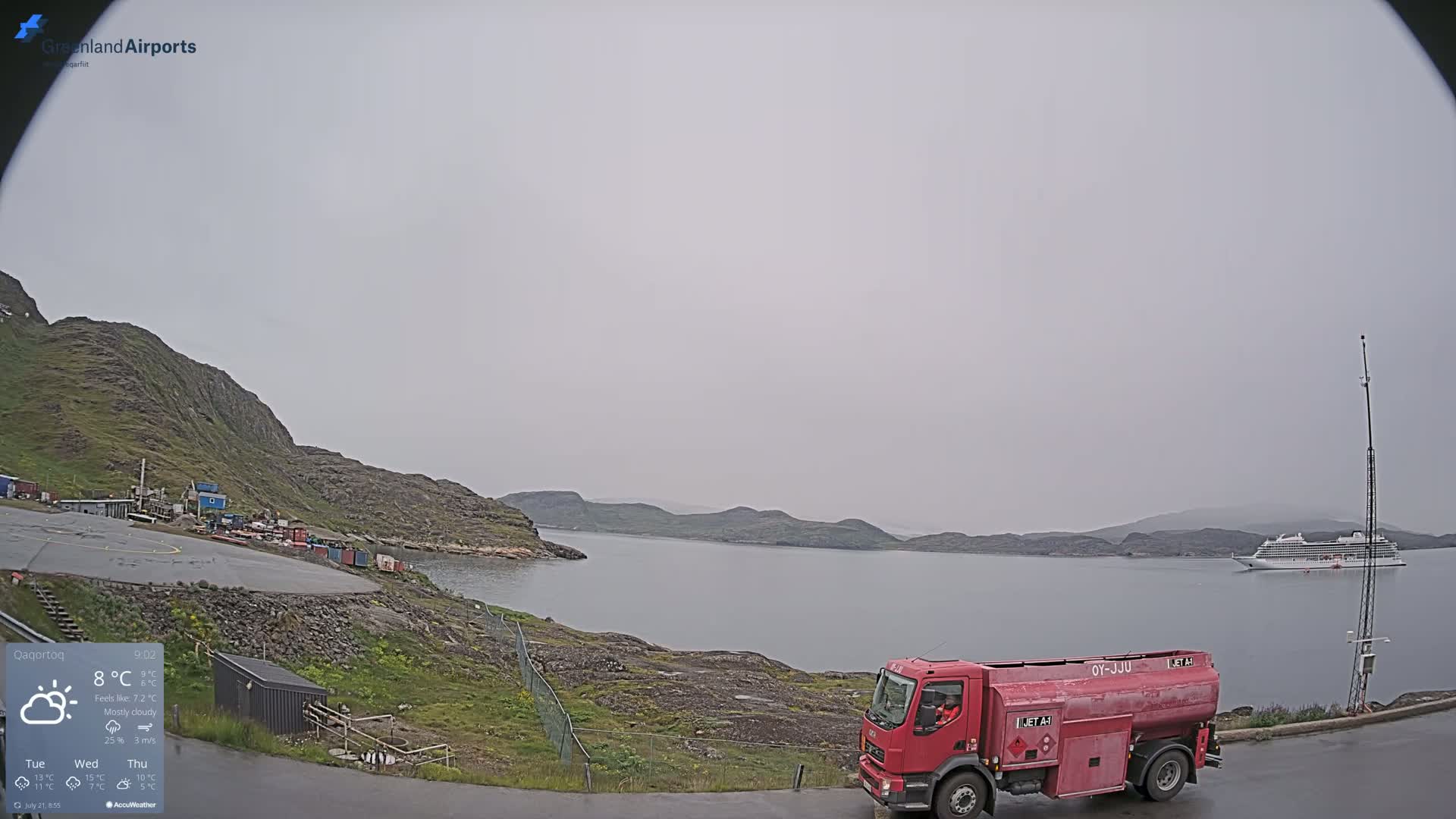 Qaqortoq Village & Mittarfik Qaqortoq Heliport Live Cam JJU / BGJH- Qaqortoq, Kujalleq, Greenland, Denmark