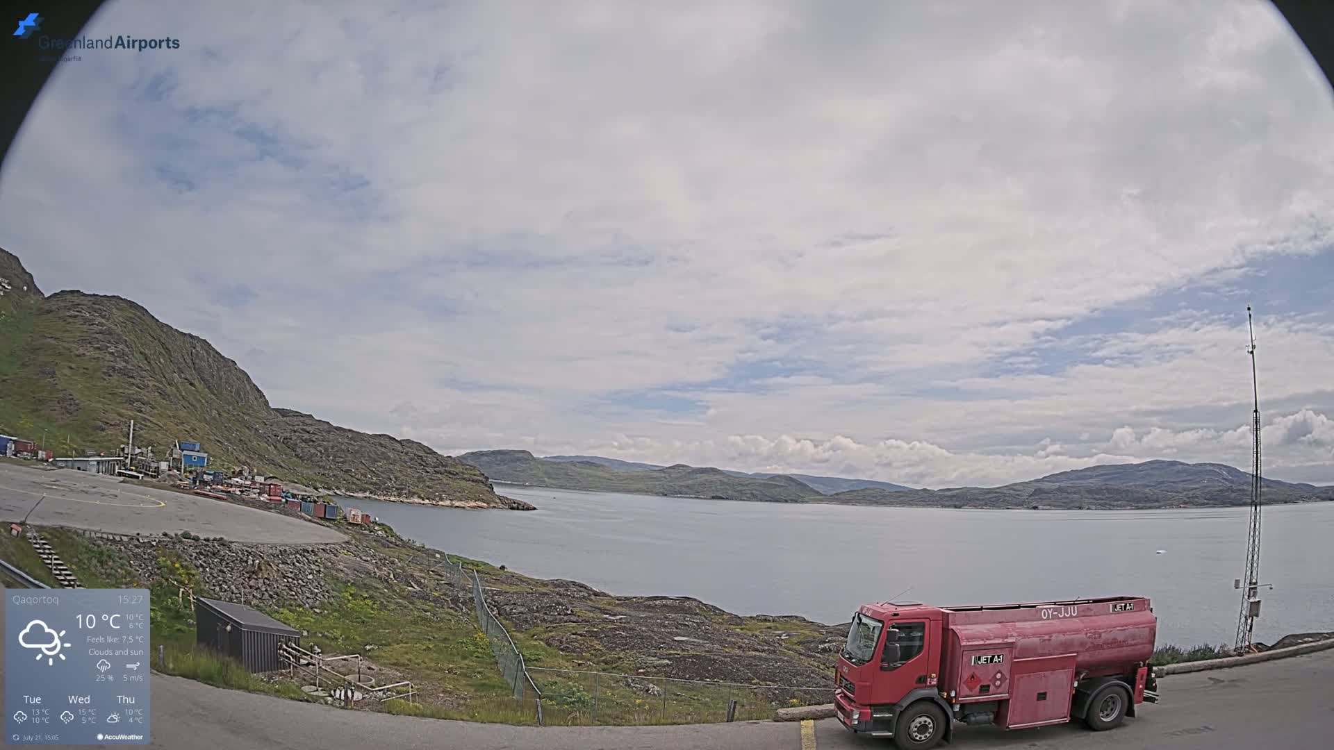 Qaqortoq Village & Mittarfik Qaqortoq Heliport Live Cam JJU / BGJH- Qaqortoq, Kujalleq, Greenland, Denmark