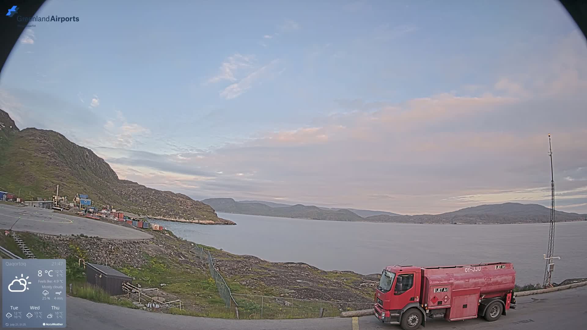 Qaqortoq Village & Mittarfik Qaqortoq Heliport Live Cam JJU / BGJH- Qaqortoq, Kujalleq, Greenland, Denmark