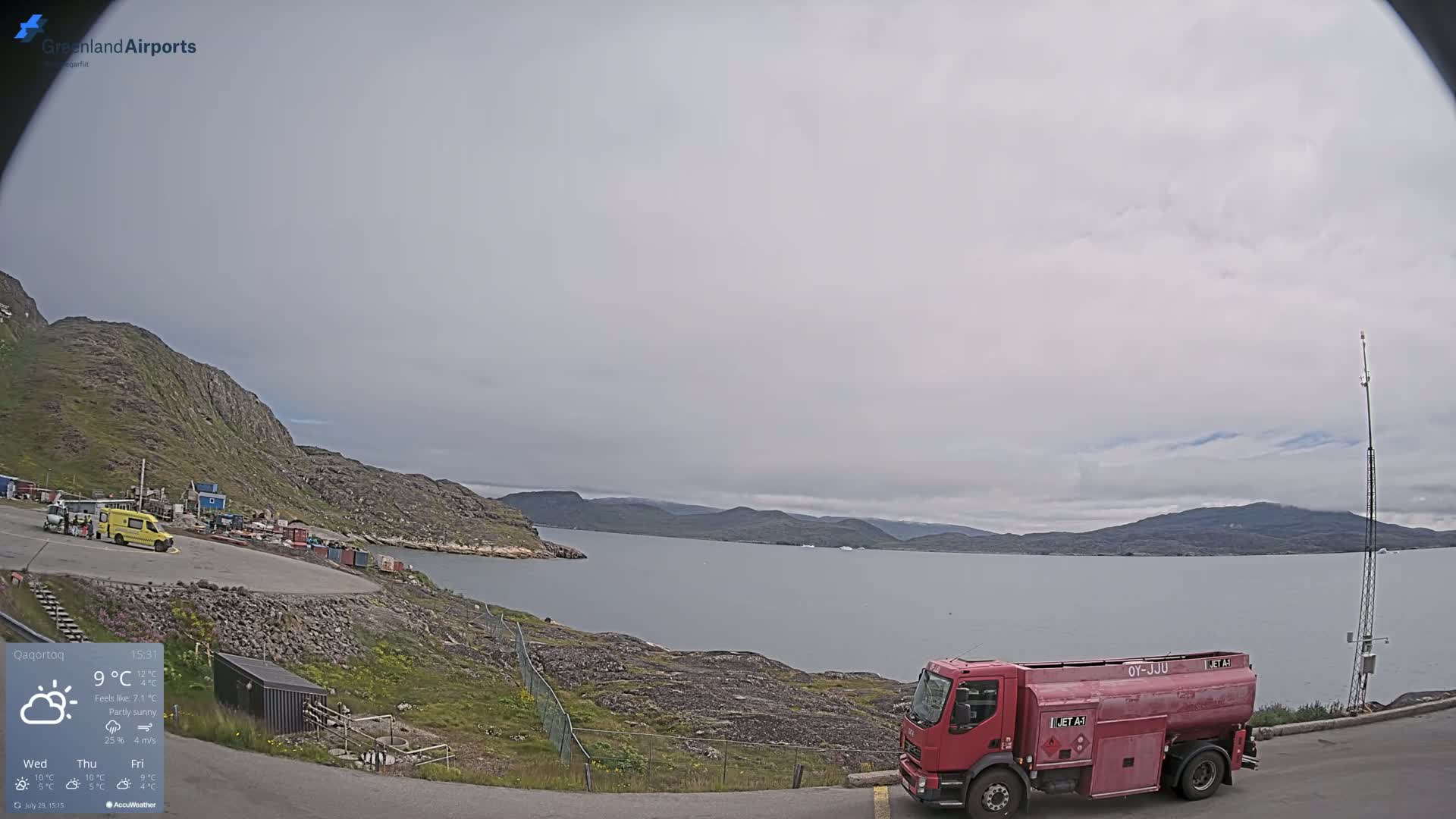 Qaqortoq Village & Mittarfik Qaqortoq Heliport Live Cam JJU / BGJH- Qaqortoq, Kujalleq, Greenland, Denmark