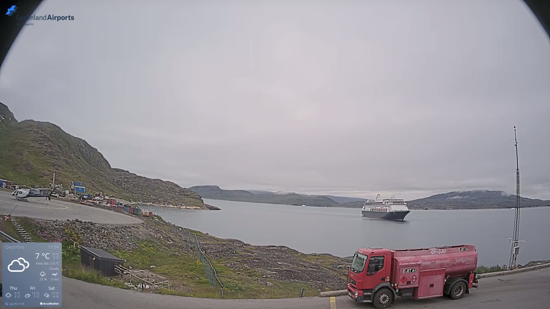 Qaqortoq Village & Mittarfik Qaqortoq Heliport Live Cam JJU / BGJH- Qaqortoq, Kujalleq, Greenland, Denmark