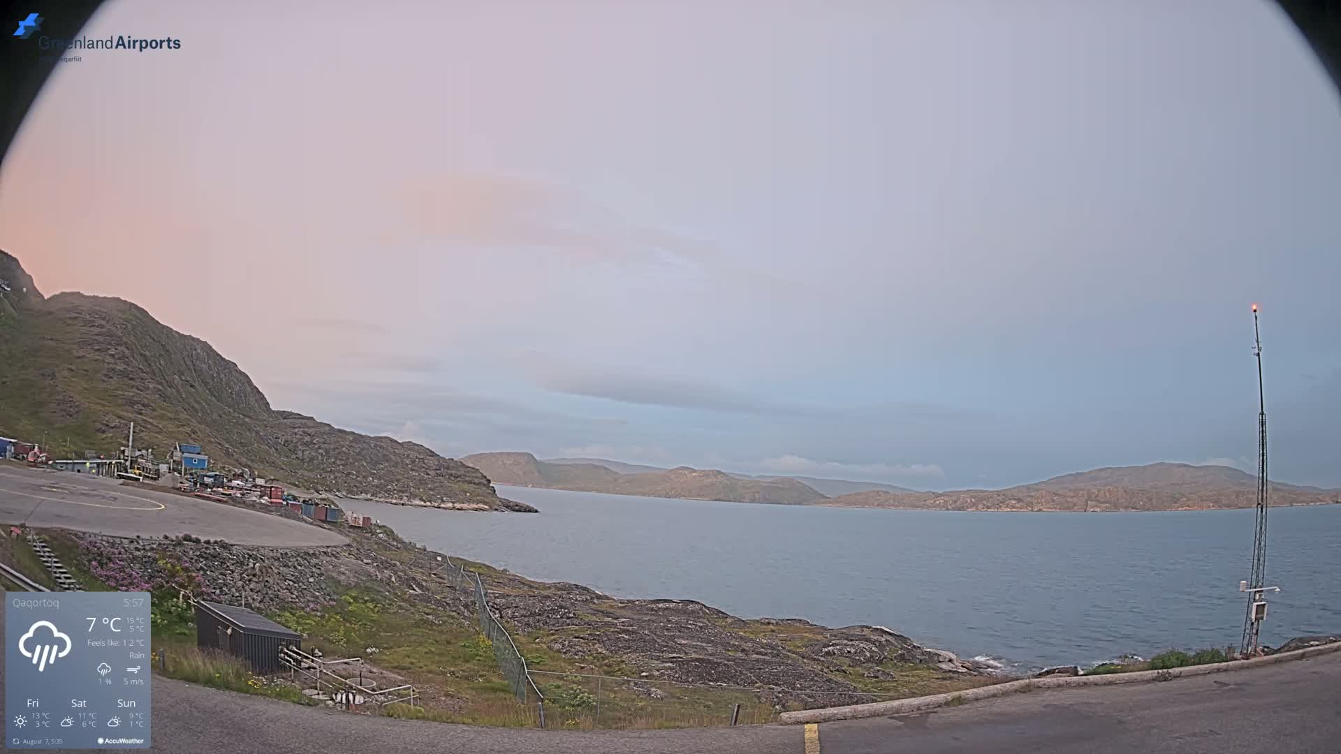 Qaqortoq Village & Mittarfik Qaqortoq Heliport Live Cam JJU / BGJH- Qaqortoq, Kujalleq, Greenland, Denmark