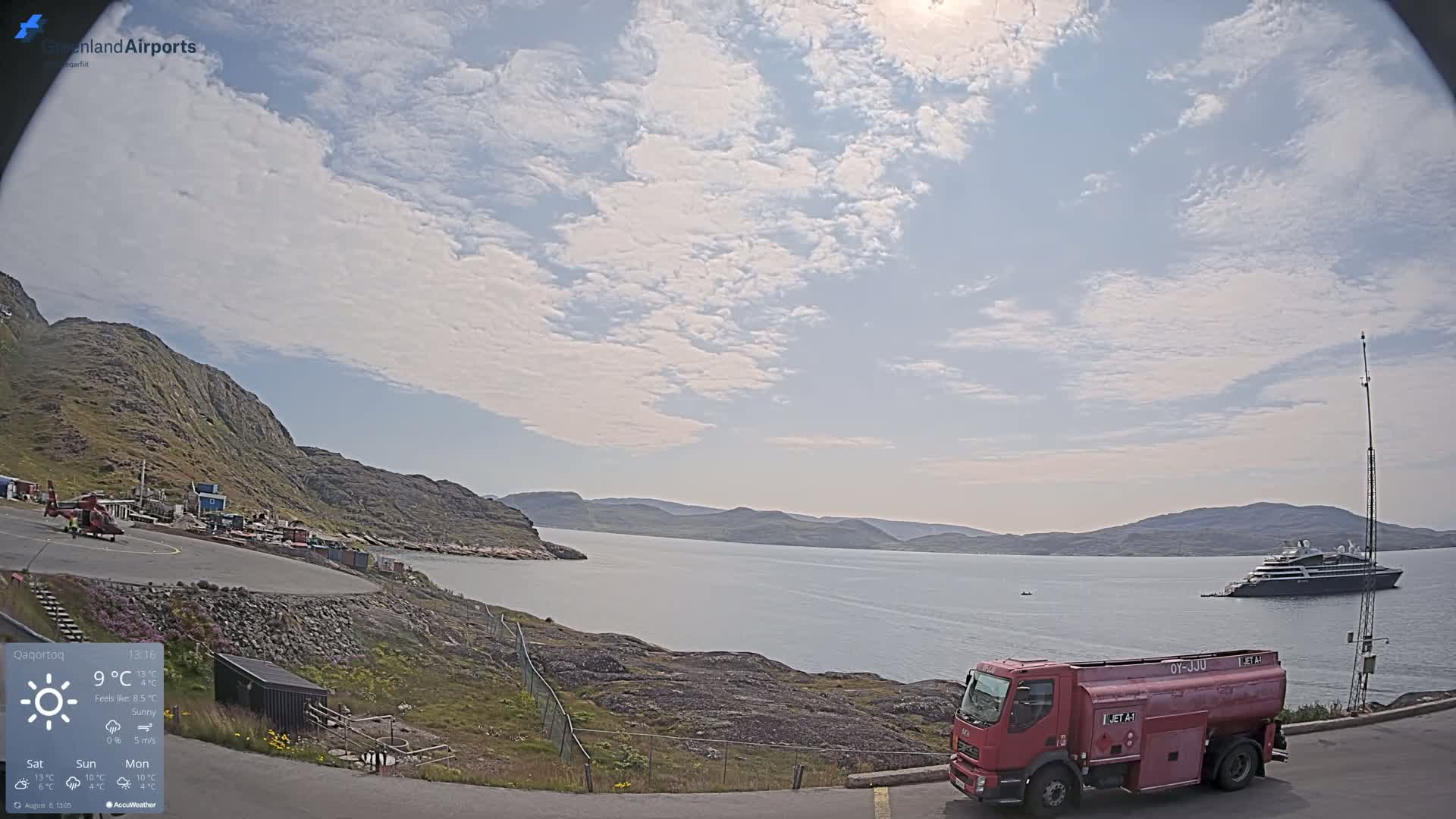 Qaqortoq Village & Mittarfik Qaqortoq Heliport Live Cam JJU / BGJH- Qaqortoq, Kujalleq, Greenland, Denmark