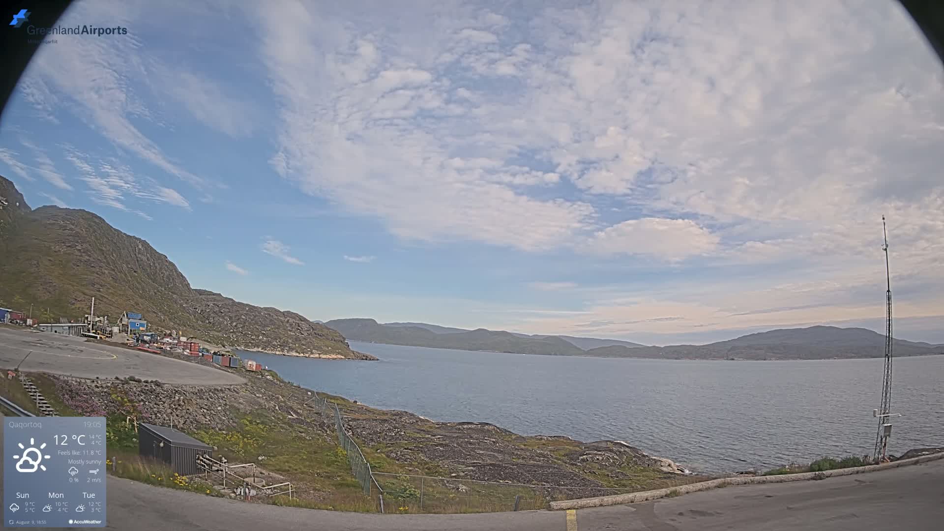 Qaqortoq Village & Mittarfik Qaqortoq Heliport Live Cam JJU / BGJH- Qaqortoq, Kujalleq, Greenland, Denmark