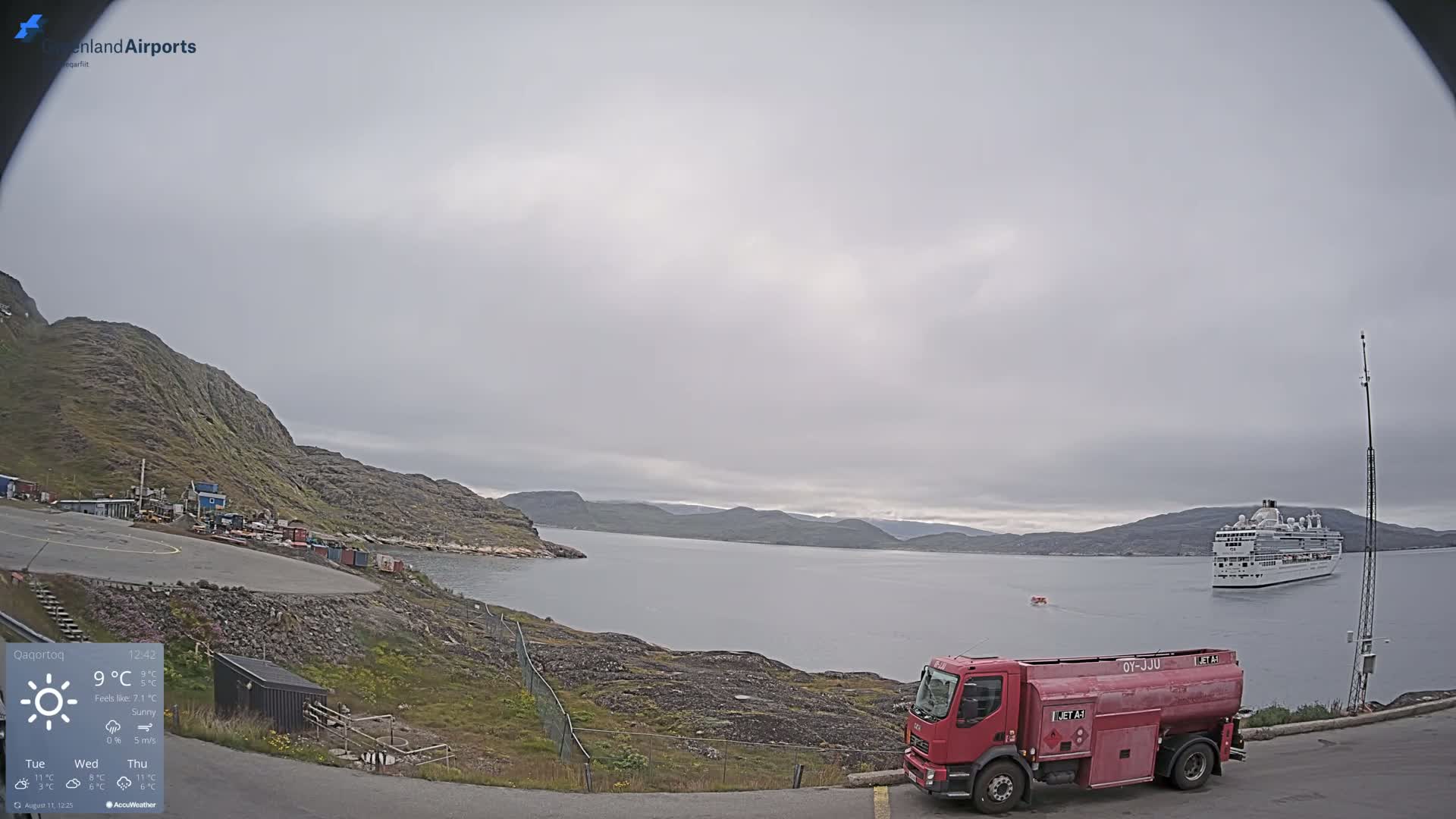 Qaqortoq Village & Mittarfik Qaqortoq Heliport Live Cam JJU / BGJH- Qaqortoq, Kujalleq, Greenland, Denmark