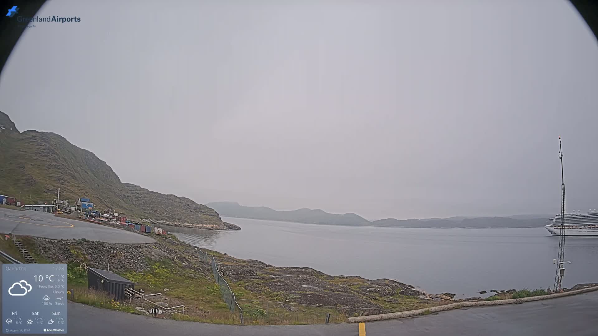 Qaqortoq Village & Mittarfik Qaqortoq Heliport Live Cam JJU / BGJH- Qaqortoq, Kujalleq, Greenland, Denmark