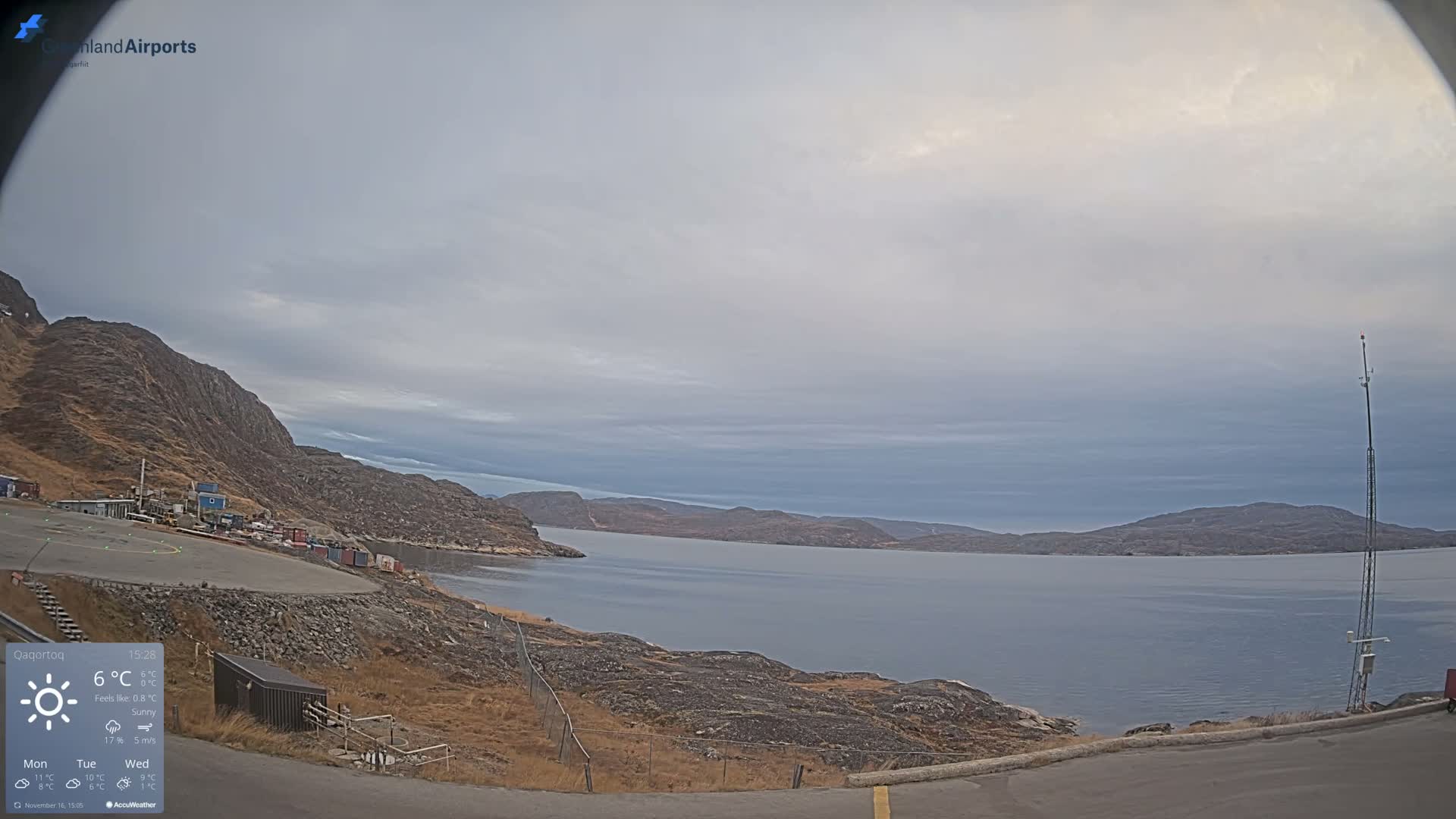 Qaqortoq Village & Mittarfik Qaqortoq Heliport Live Cam JJU / BGJH- Qaqortoq, Kujalleq, Greenland, Denmark