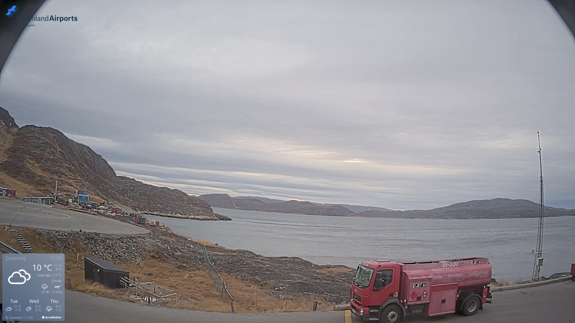 Qaqortoq Village & Mittarfik Qaqortoq Heliport Live Cam JJU / BGJH- Qaqortoq, Kujalleq, Greenland, Denmark