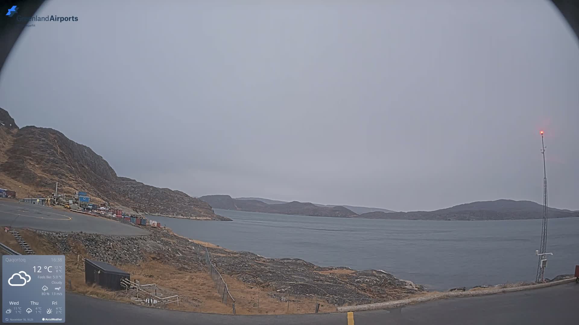 Qaqortoq Village & Mittarfik Qaqortoq Heliport Live Cam JJU / BGJH- Qaqortoq, Kujalleq, Greenland, Denmark
