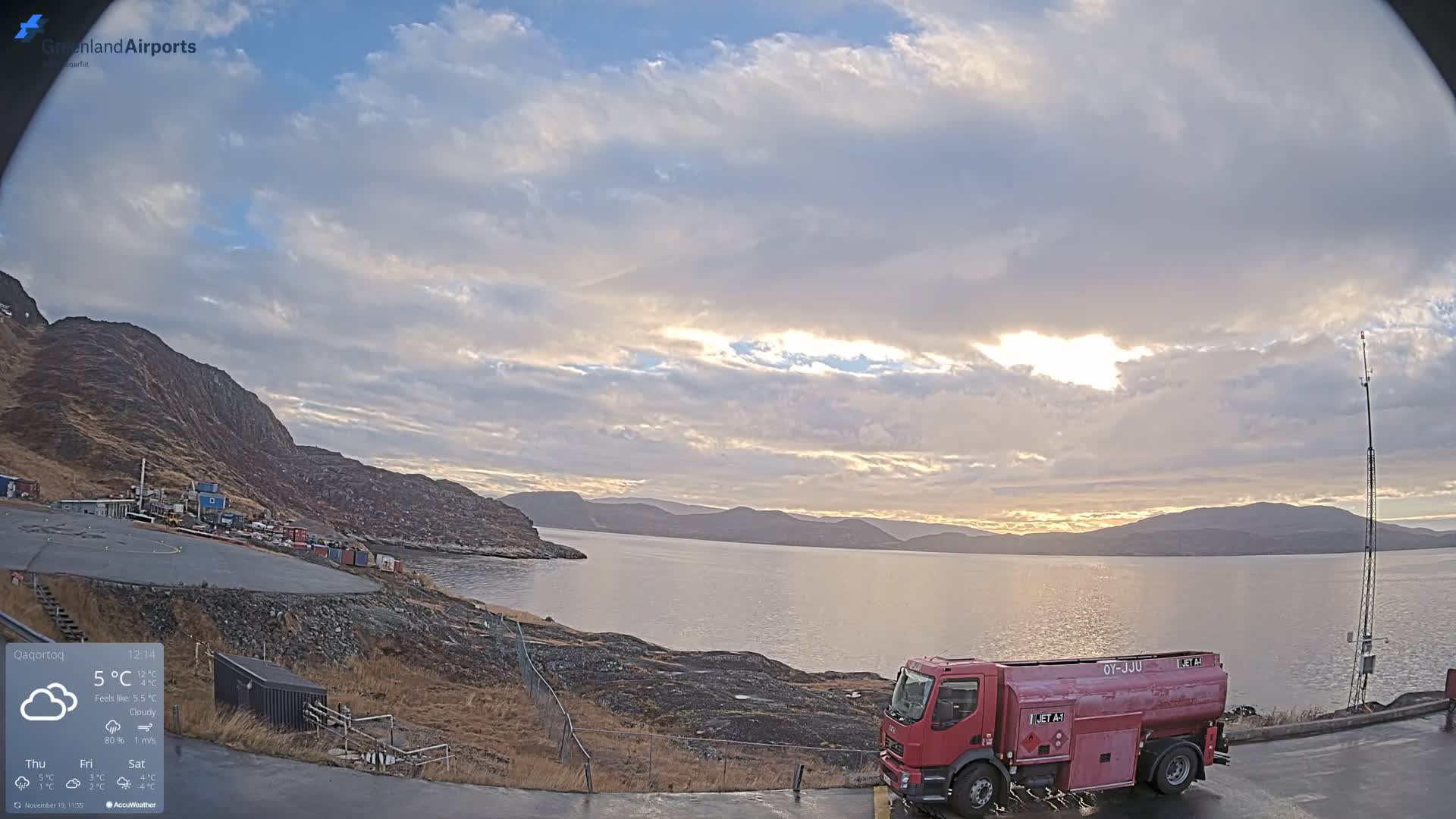 Qaqortoq Village & Mittarfik Qaqortoq Heliport Live Cam JJU / BGJH- Qaqortoq, Kujalleq, Greenland, Denmark