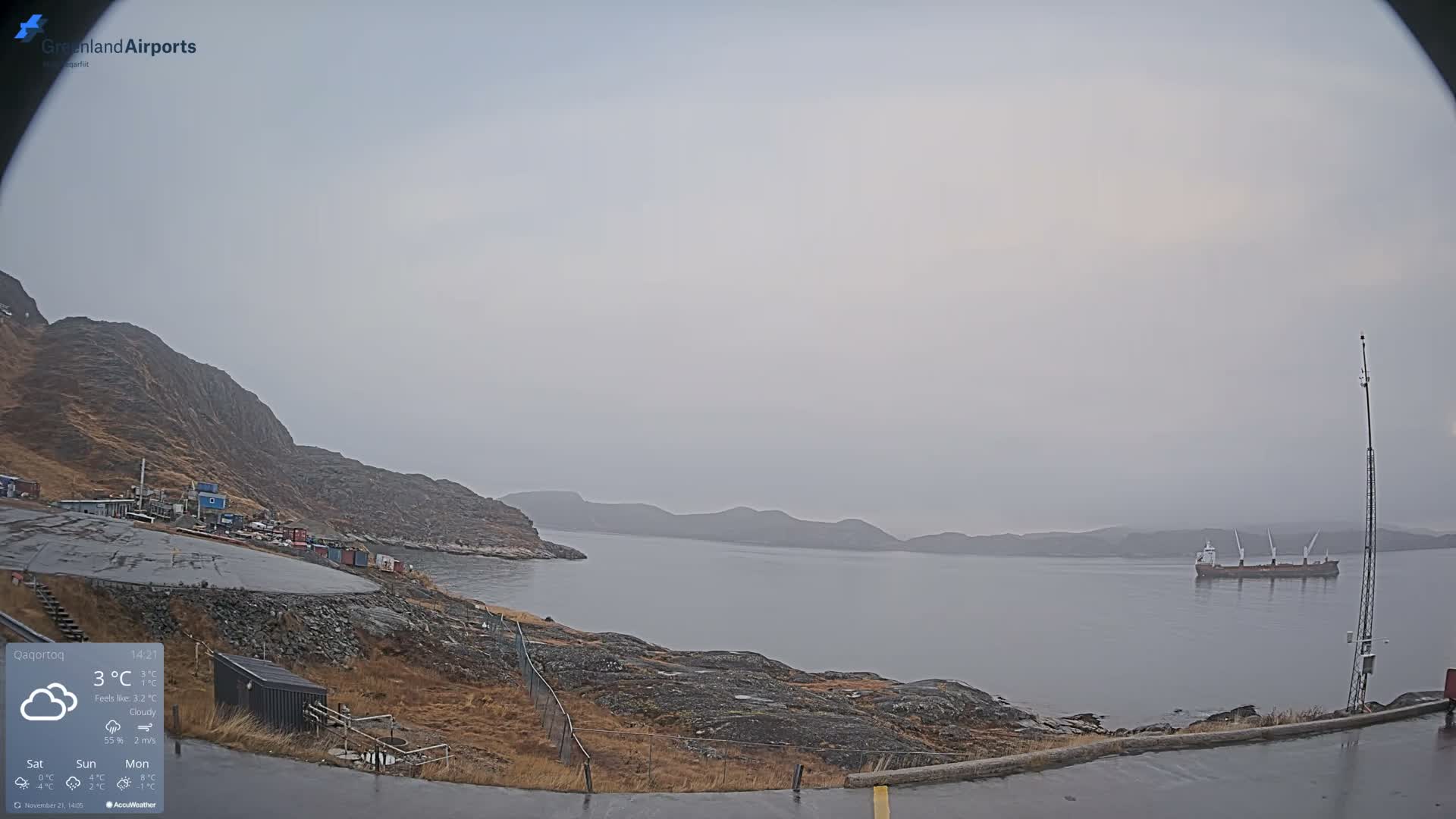 Qaqortoq Village & Mittarfik Qaqortoq Heliport Live Cam JJU / BGJH- Qaqortoq, Kujalleq, Greenland, Denmark