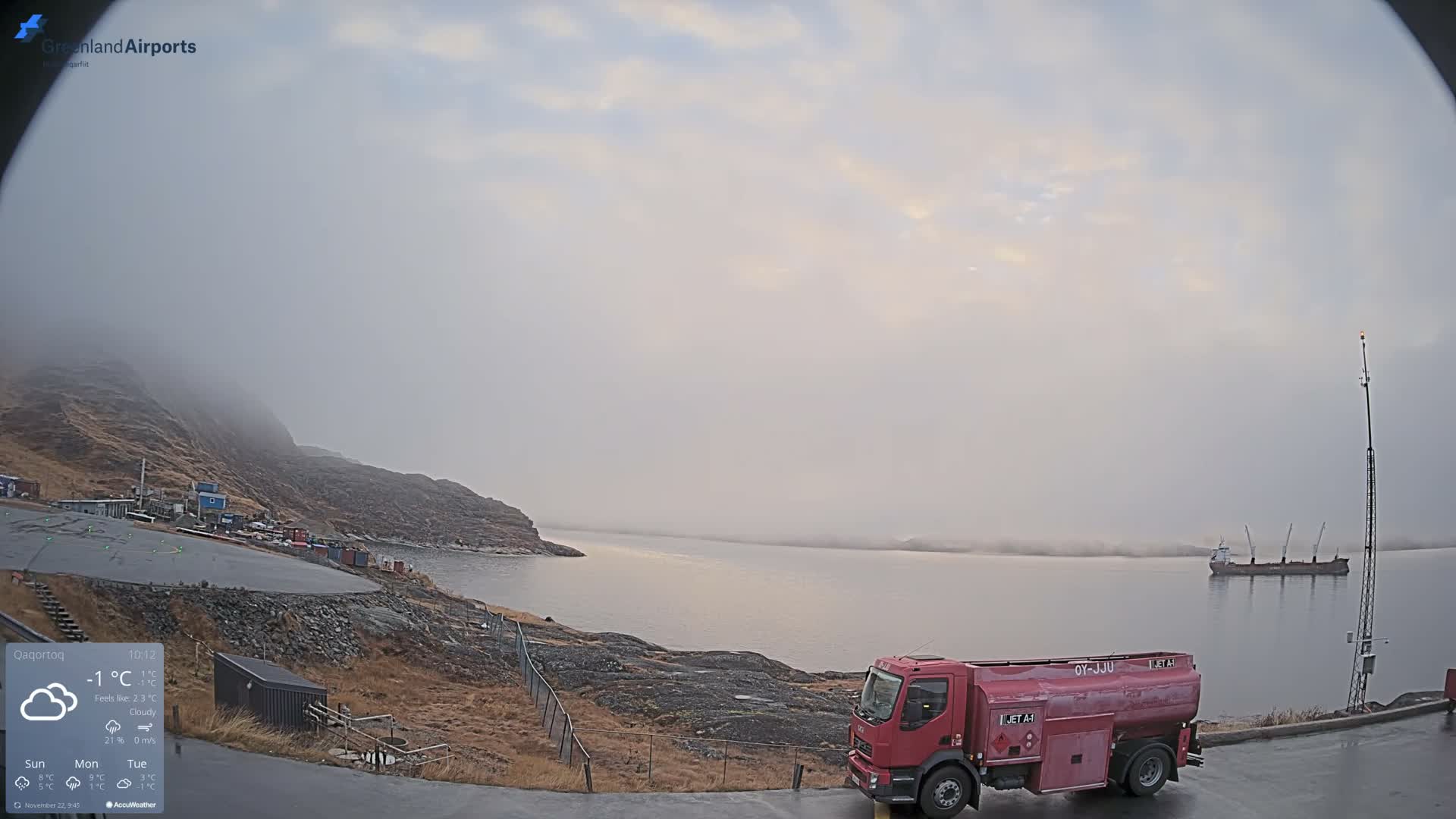 Qaqortoq Village & Mittarfik Qaqortoq Heliport Live Cam JJU / BGJH- Qaqortoq, Kujalleq, Greenland, Denmark