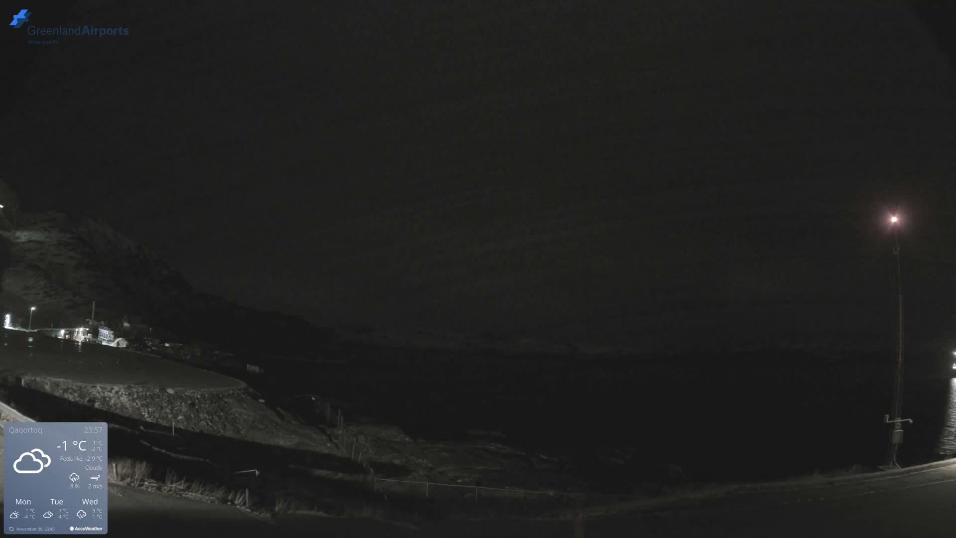 Qaqortoq Village & Mittarfik Qaqortoq Heliport Live Cam JJU / BGJH- Qaqortoq, Kujalleq, Greenland, Denmark