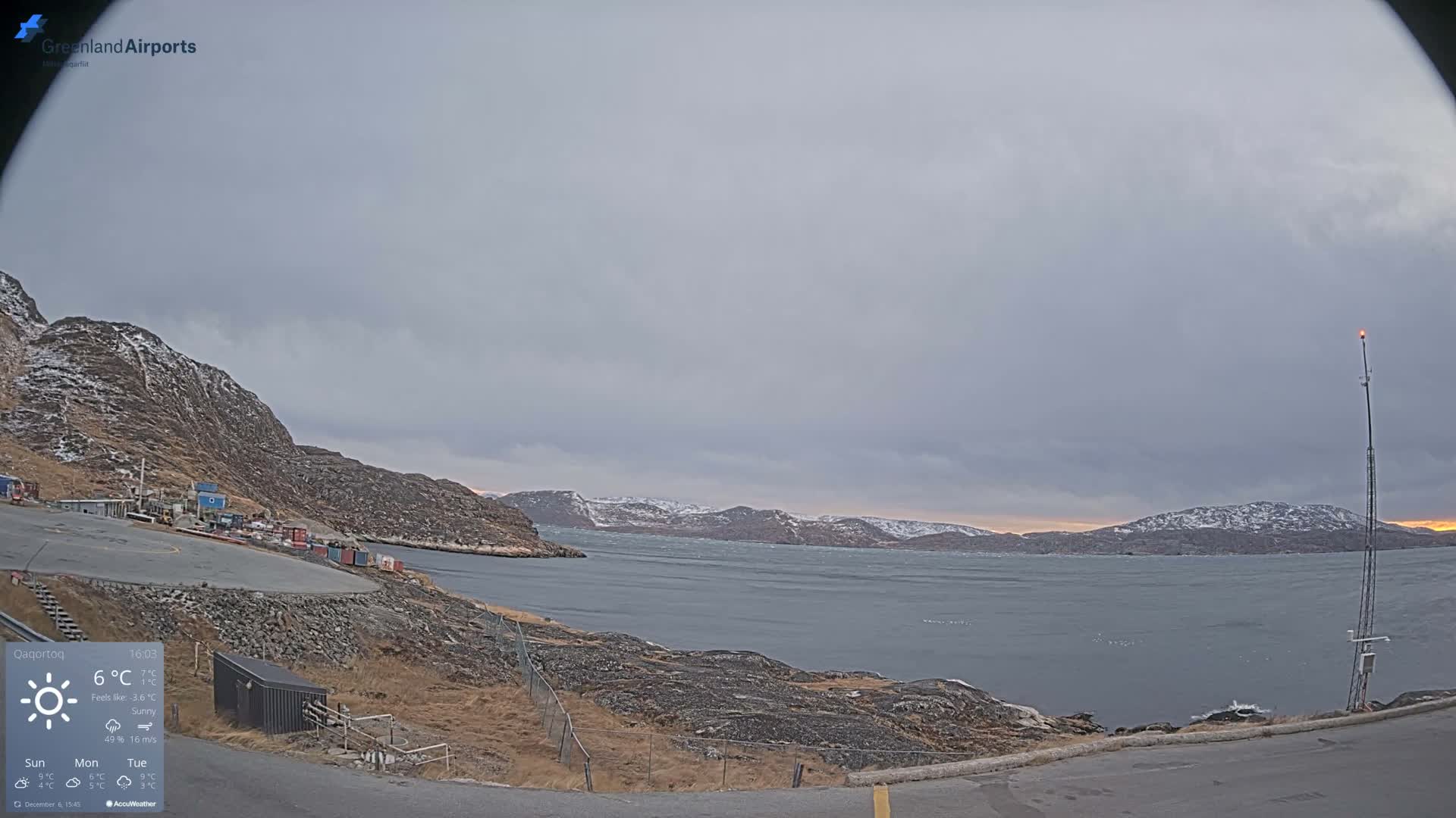 Qaqortoq Village & Mittarfik Qaqortoq Heliport Live Cam JJU / BGJH- Qaqortoq, Kujalleq, Greenland, Denmark