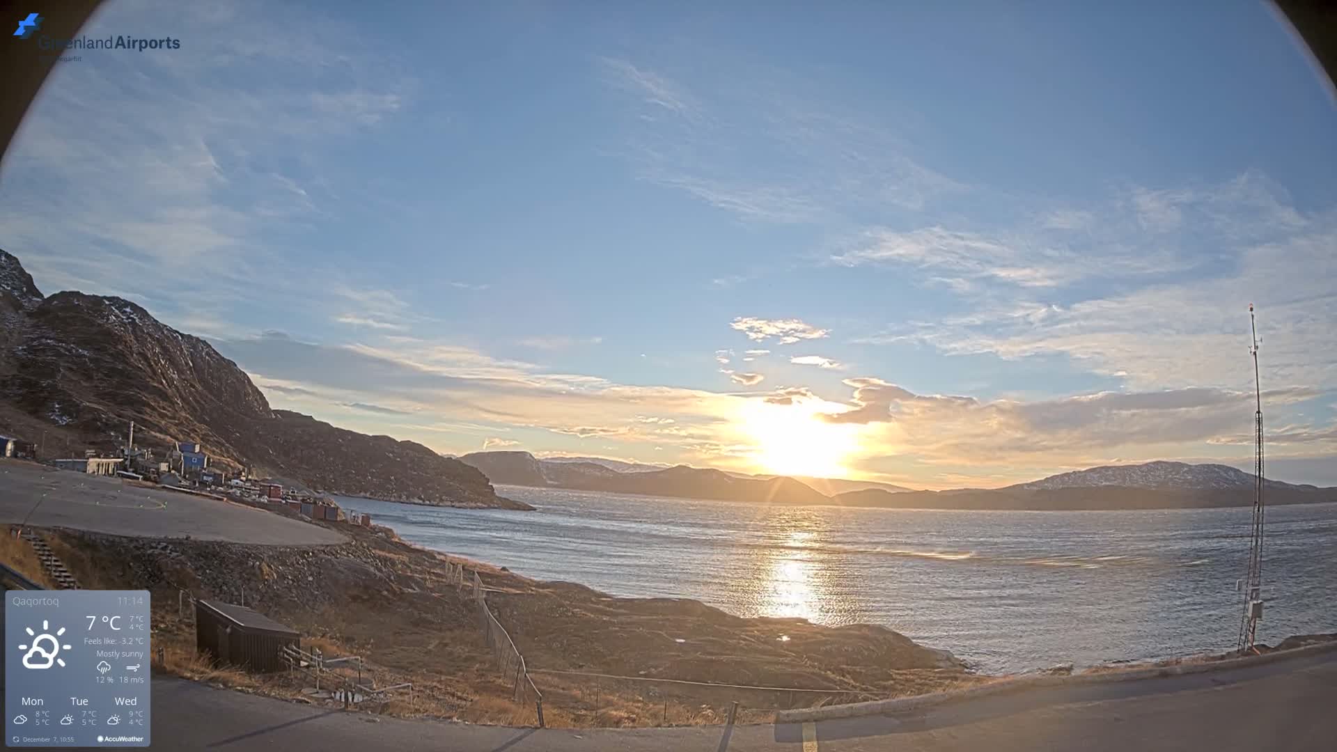 Qaqortoq Village & Mittarfik Qaqortoq Heliport Live Cam JJU / BGJH- Qaqortoq, Kujalleq, Greenland, Denmark