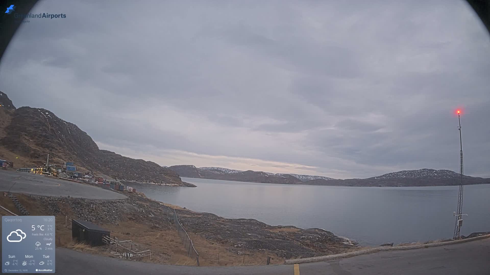 Qaqortoq Village & Mittarfik Qaqortoq Heliport Live Cam JJU / BGJH- Qaqortoq, Kujalleq, Greenland, Denmark
