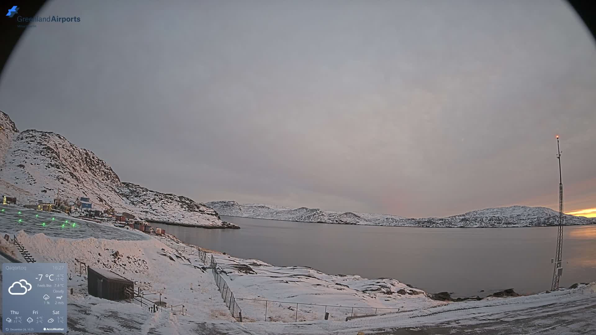 Qaqortoq Village & Mittarfik Qaqortoq Heliport Live Cam JJU / BGJH- Qaqortoq, Kujalleq, Greenland, Denmark
