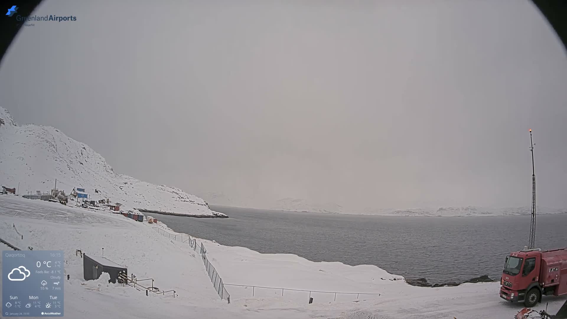 Qaqortoq Village & Mittarfik Qaqortoq Heliport Live Cam JJU / BGJH- Qaqortoq, Kujalleq, Greenland, Denmark