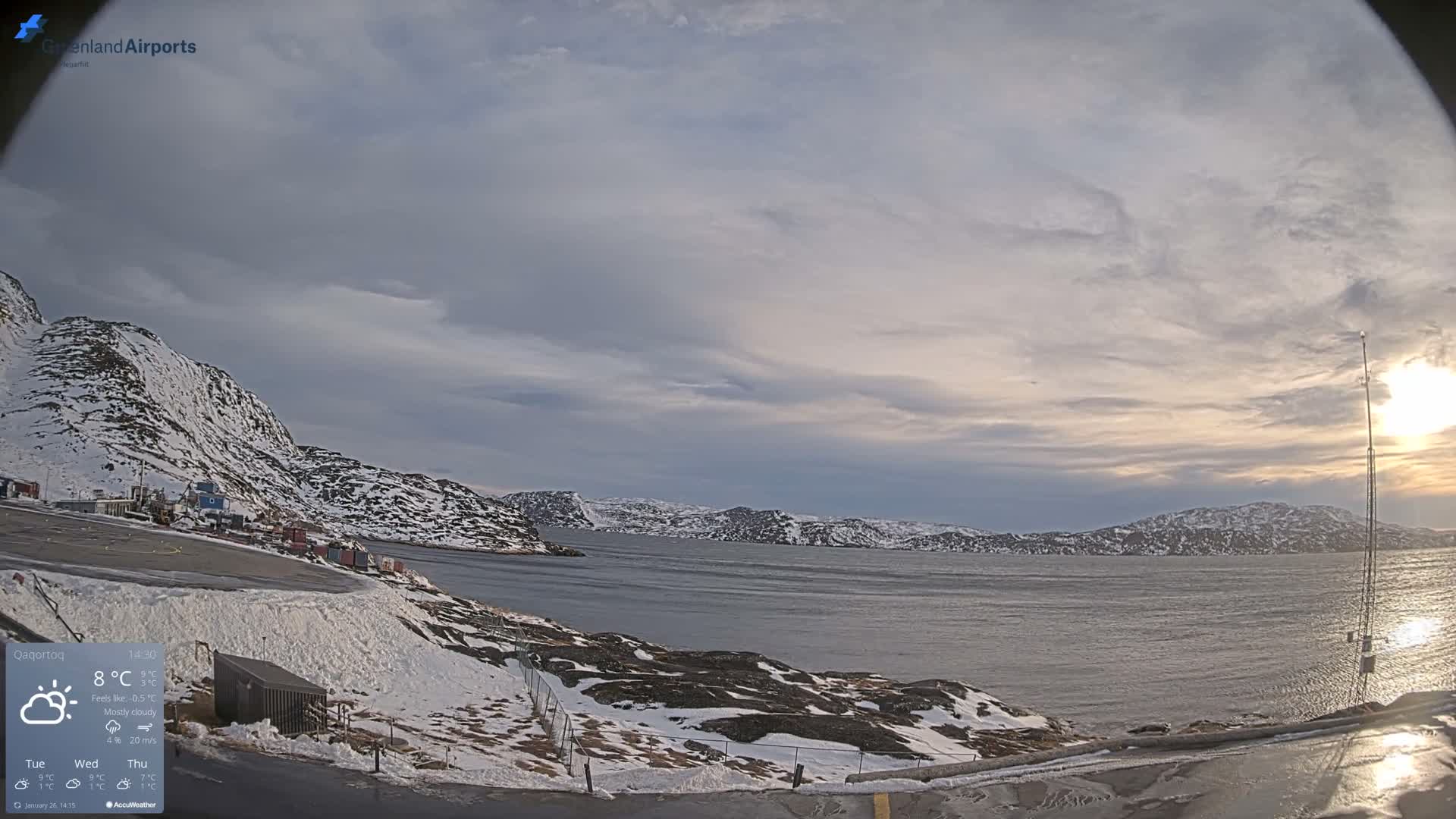 Qaqortoq Village & Mittarfik Qaqortoq Heliport Live Cam JJU / BGJH- Qaqortoq, Kujalleq, Greenland, Denmark