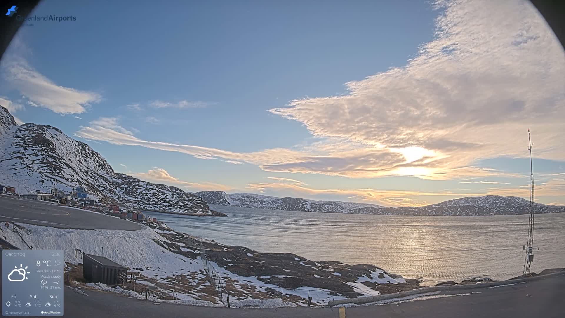 Qaqortoq Village & Mittarfik Qaqortoq Heliport Live Cam JJU / BGJH- Qaqortoq, Kujalleq, Greenland, Denmark