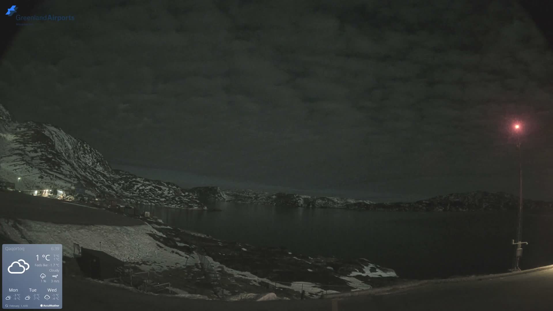 Qaqortoq Village & Mittarfik Qaqortoq Heliport Live Cam JJU / BGJH- Qaqortoq, Kujalleq, Greenland, Denmark