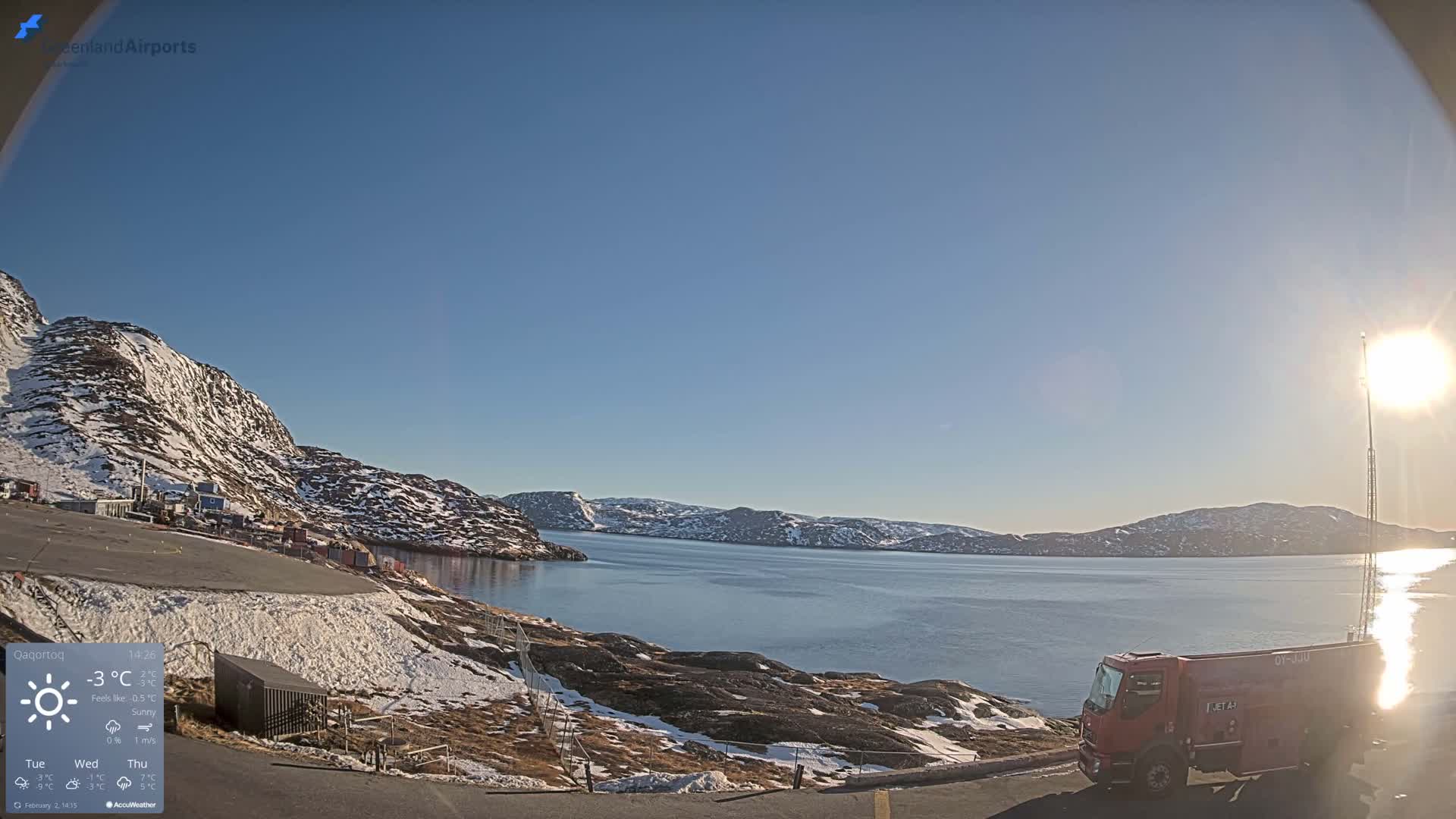 Qaqortoq Village & Mittarfik Qaqortoq Heliport Live Cam JJU / BGJH- Qaqortoq, Kujalleq, Greenland, Denmark