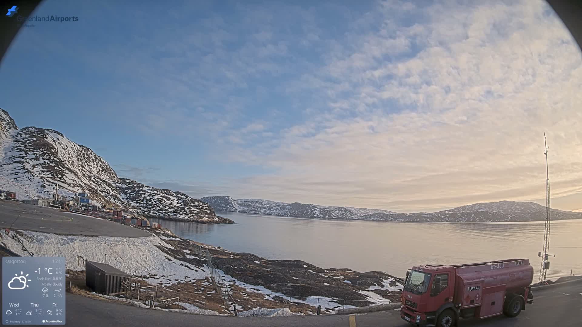 Qaqortoq Village & Mittarfik Qaqortoq Heliport Live Cam JJU / BGJH- Qaqortoq, Kujalleq, Greenland, Denmark