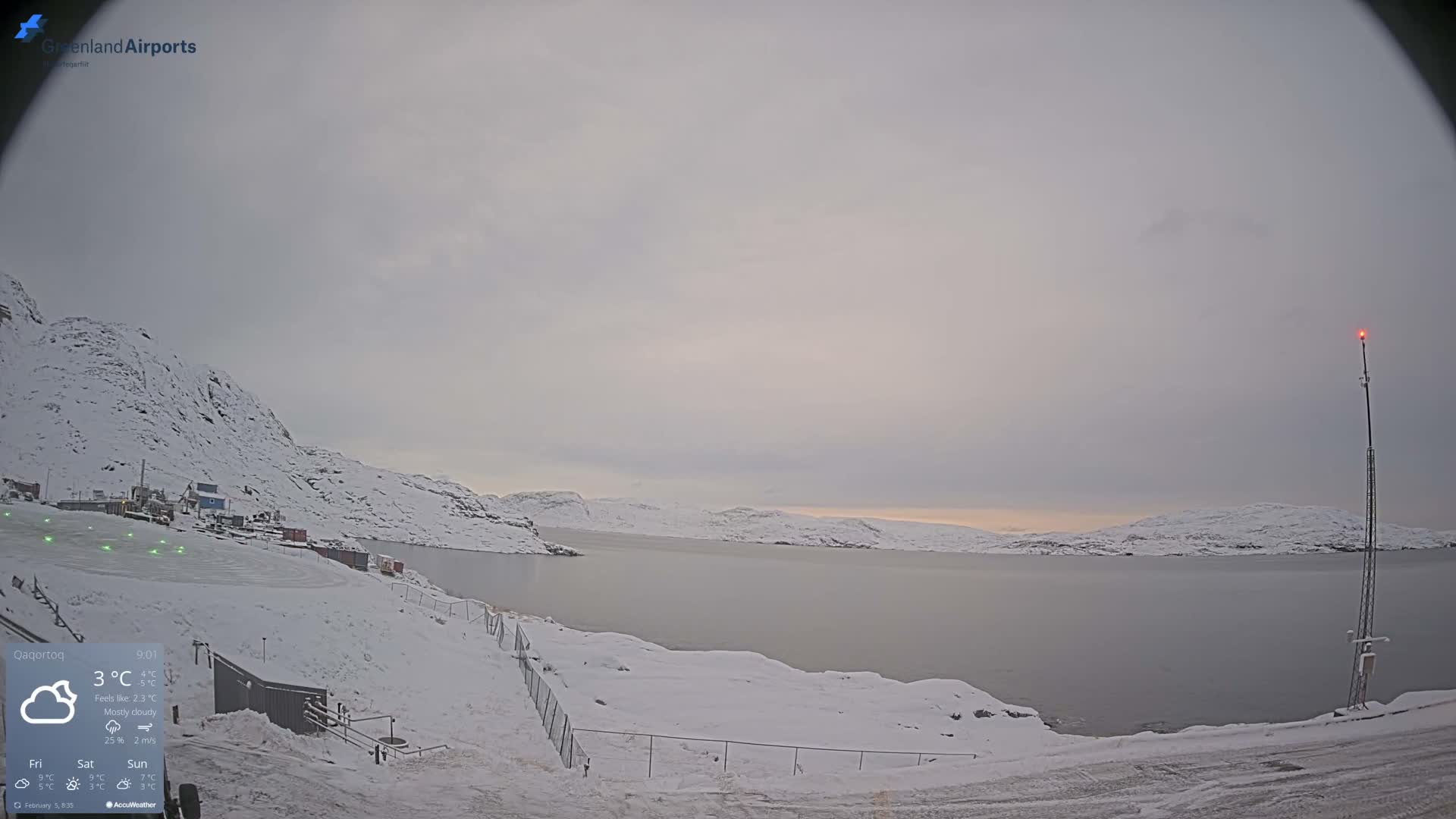 Qaqortoq Village & Mittarfik Qaqortoq Heliport Live Cam JJU / BGJH- Qaqortoq, Kujalleq, Greenland, Denmark