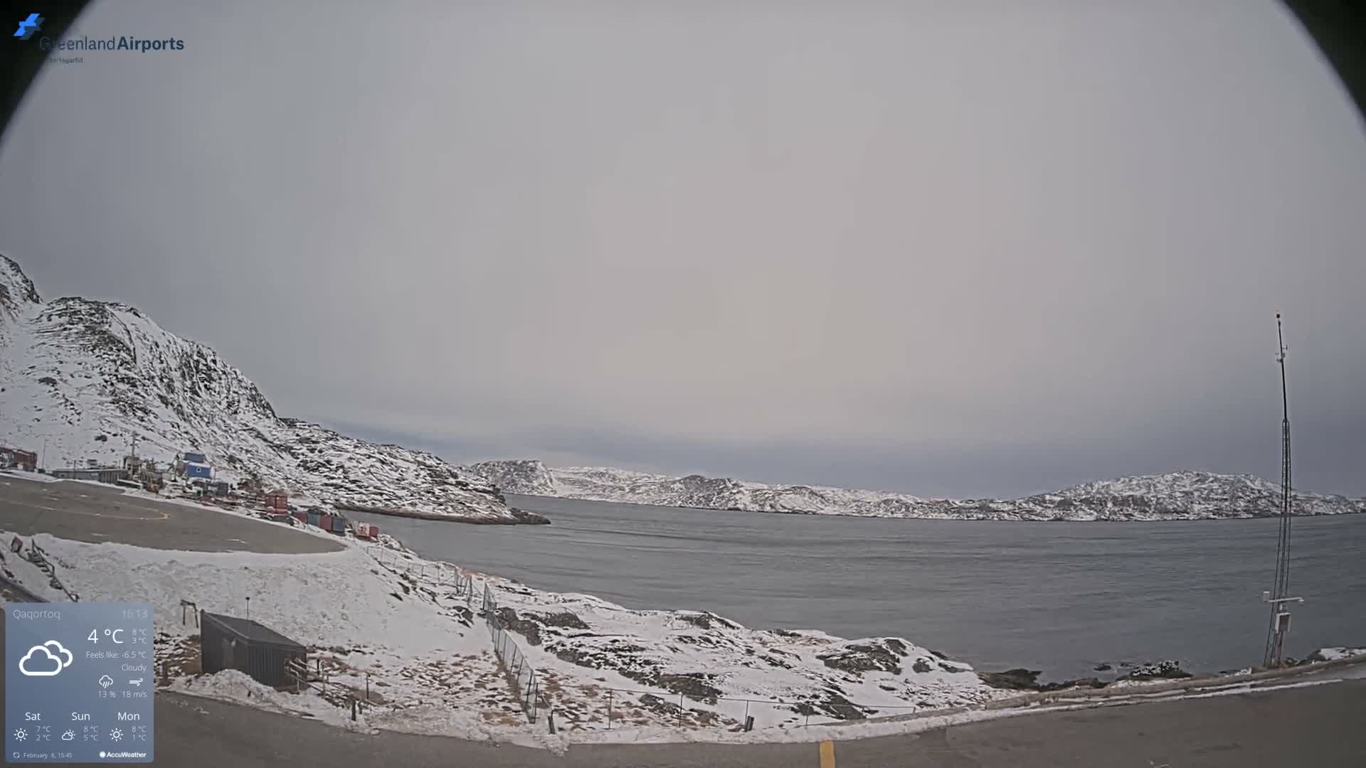 Qaqortoq Village & Mittarfik Qaqortoq Heliport Live Cam JJU / BGJH- Qaqortoq, Kujalleq, Greenland, Denmark