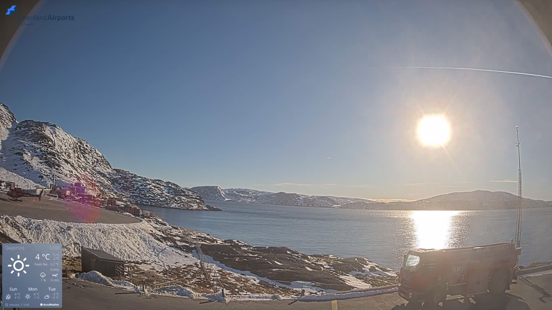 Qaqortoq Village & Mittarfik Qaqortoq Heliport Live Cam JJU / BGJH- Qaqortoq, Kujalleq, Greenland, Denmark