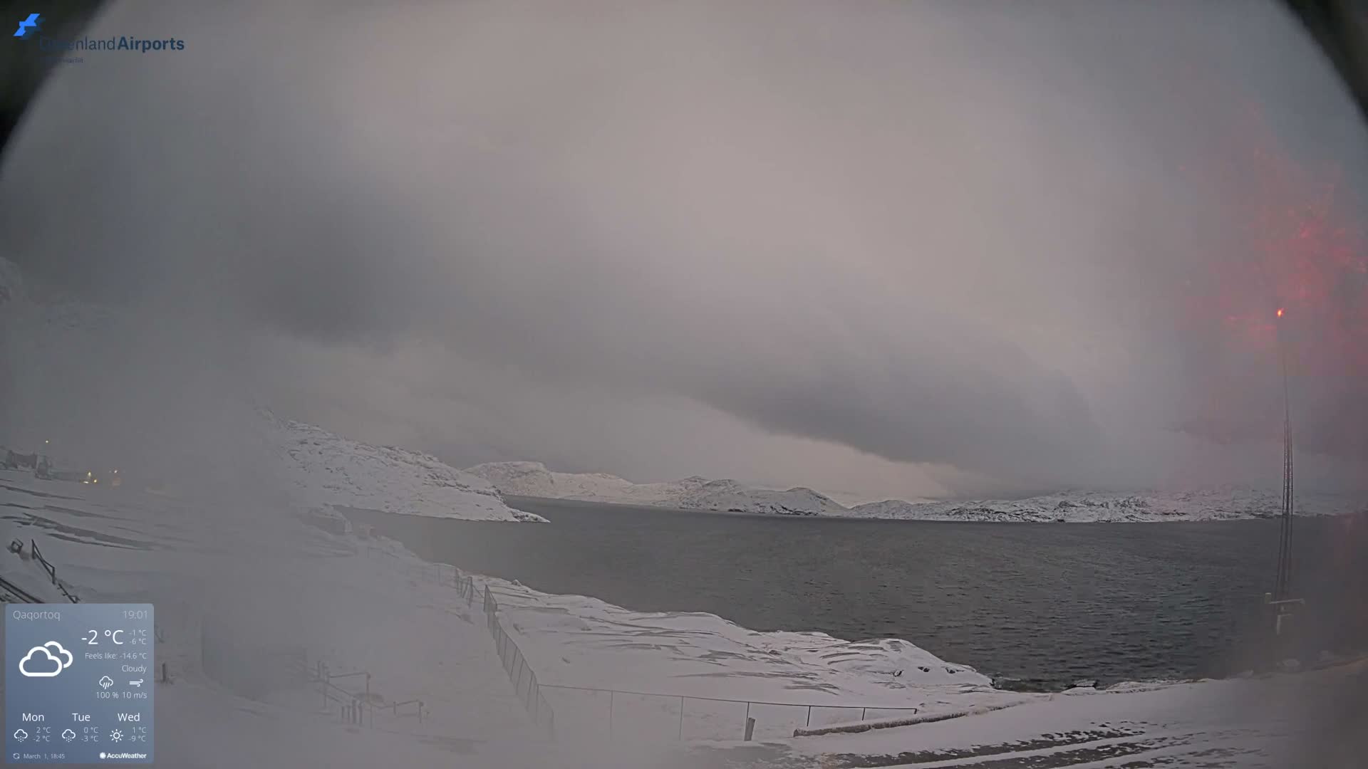 Qaqortoq Village & Mittarfik Qaqortoq Heliport Live Cam JJU / BGJH- Qaqortoq, Kujalleq, Greenland, Denmark