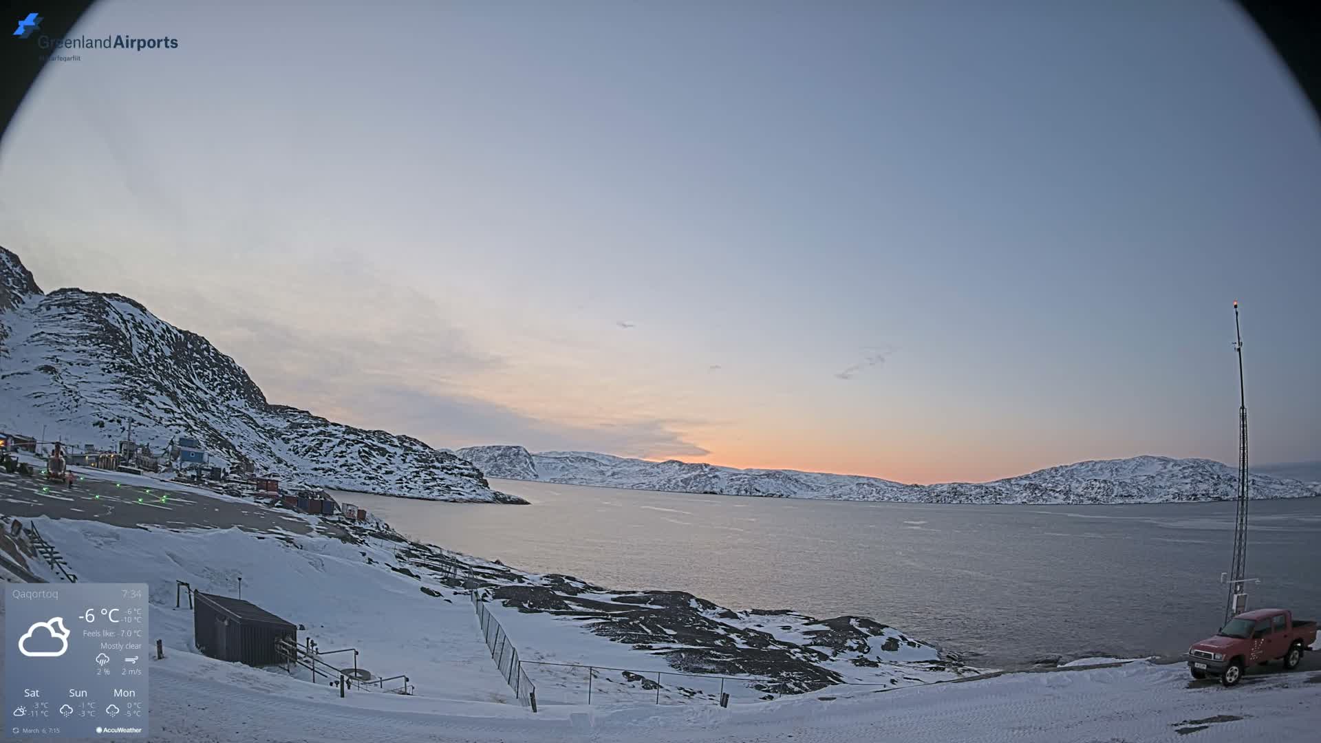 Qaqortoq Village & Mittarfik Qaqortoq Heliport Live Cam JJU / BGJH- Qaqortoq, Kujalleq, Greenland, Denmark
